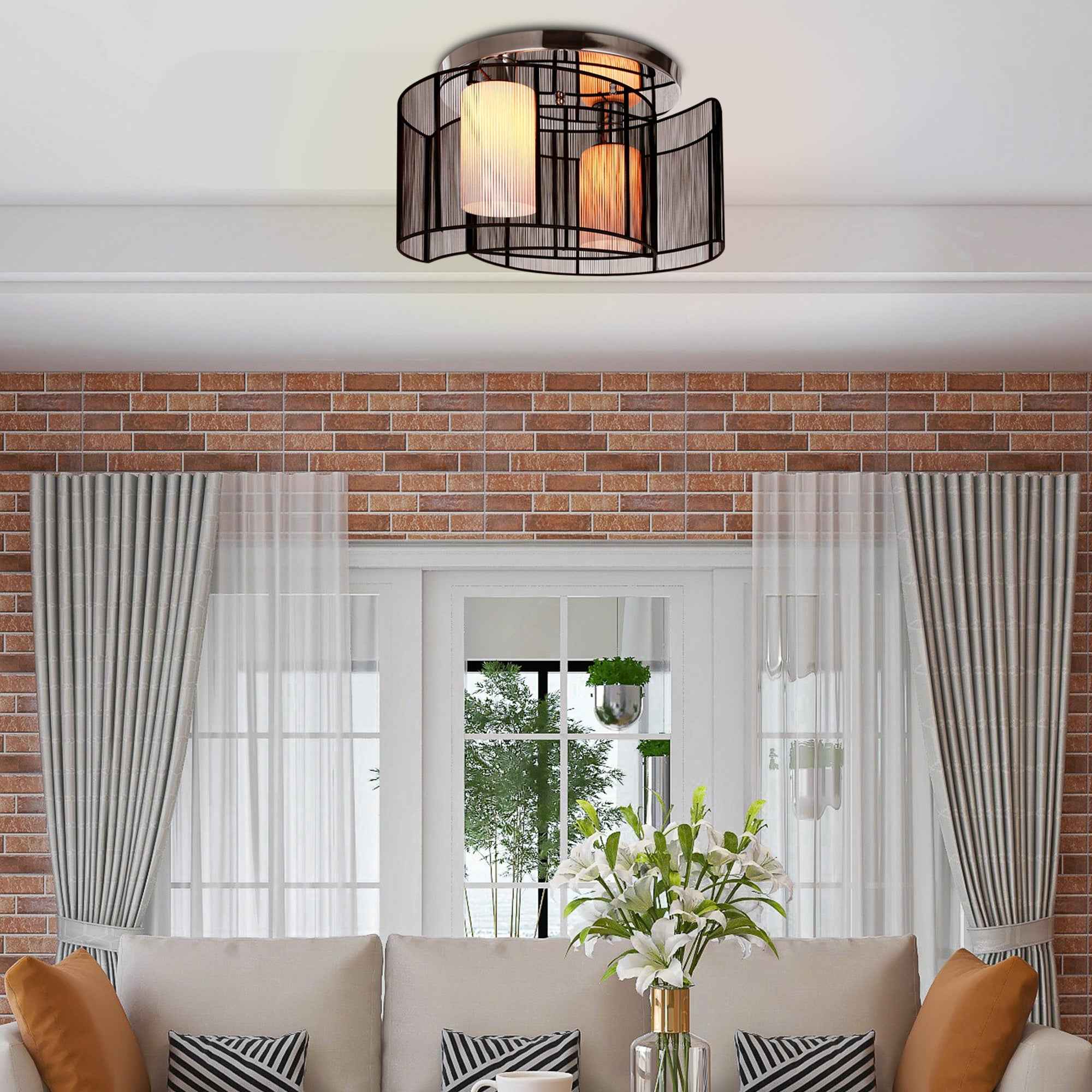 HOMCOM Modern Design Mini Style Flush Mount Ceiling Light Mount with Flush Metal Finish Chandelier for Hallway, Dining Room, Living Room