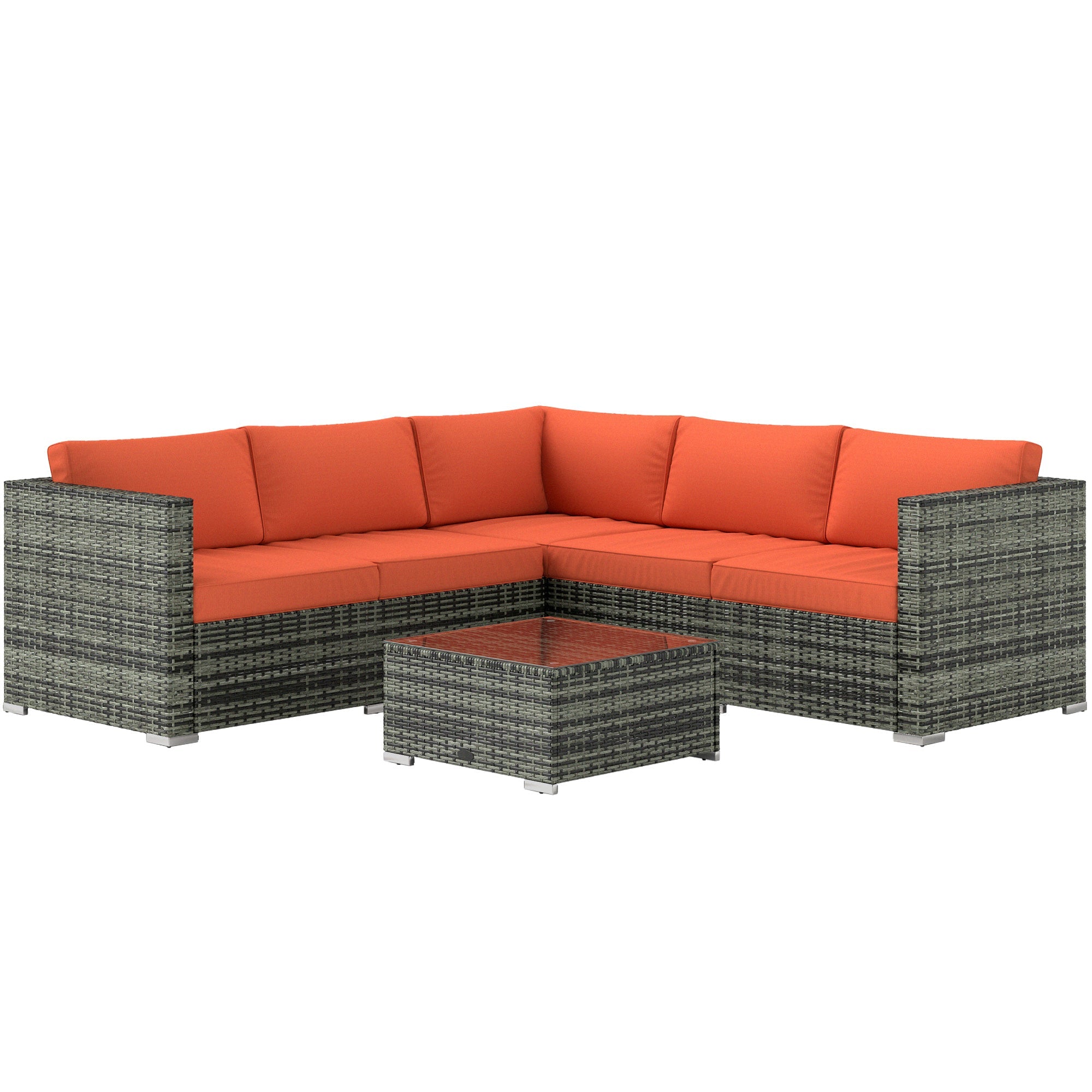 Outsunny Four-Piece Rattan Sofa Set - OrangeGrey