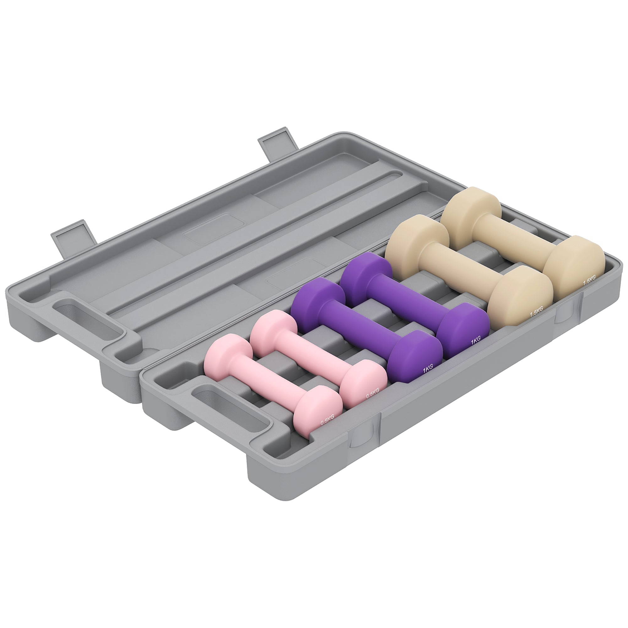 HOMCOM 6Kg Dumbbell Set, Fitness Weight Set for Men and Women, Home Gym Workout, Pink, Purple, Brown