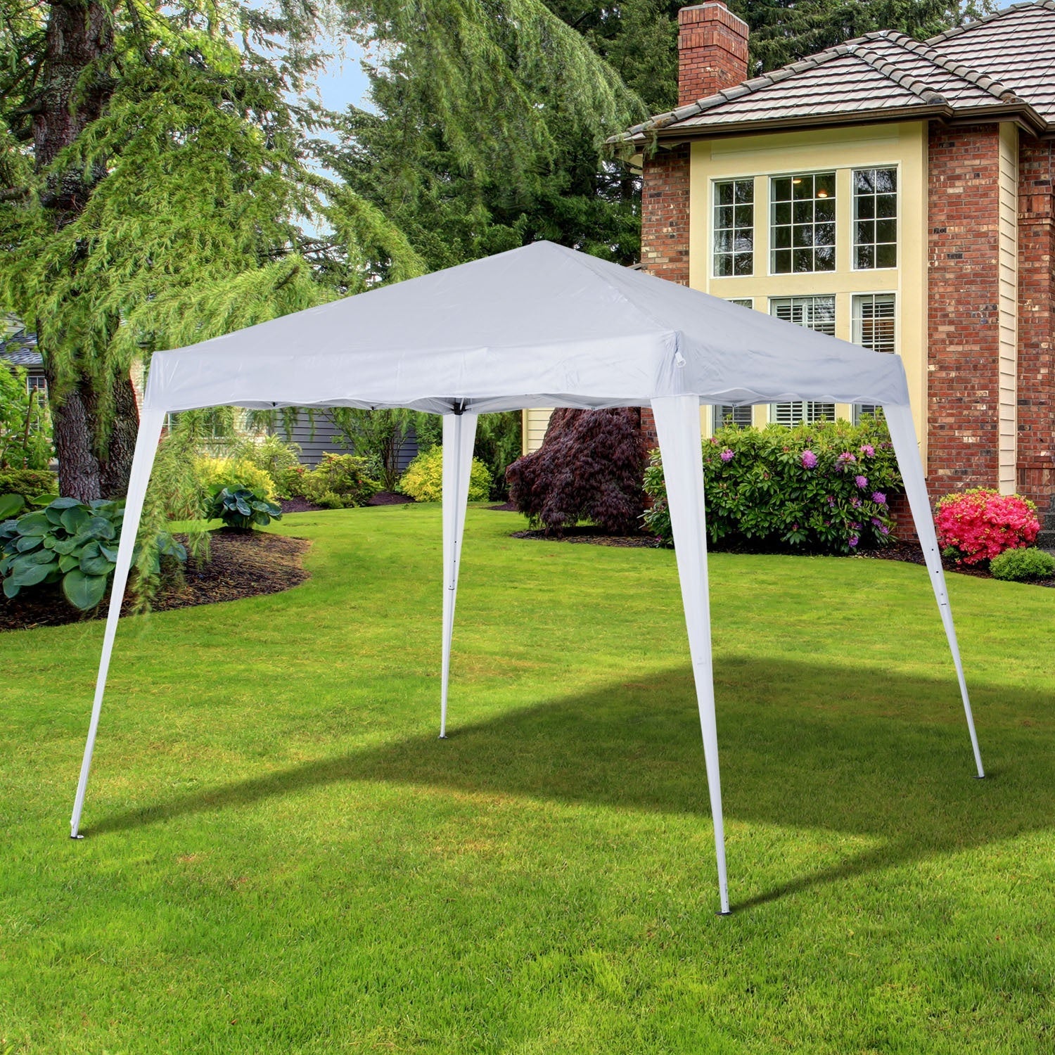 Outsunny 3 M x 3 M Base 2.5 M x 2.5 M Top Pop Up Gazebo with Carry Bag, Height Adjustable Slant Leg Party Tent Instant Event Shelter for Garden, Patio, White