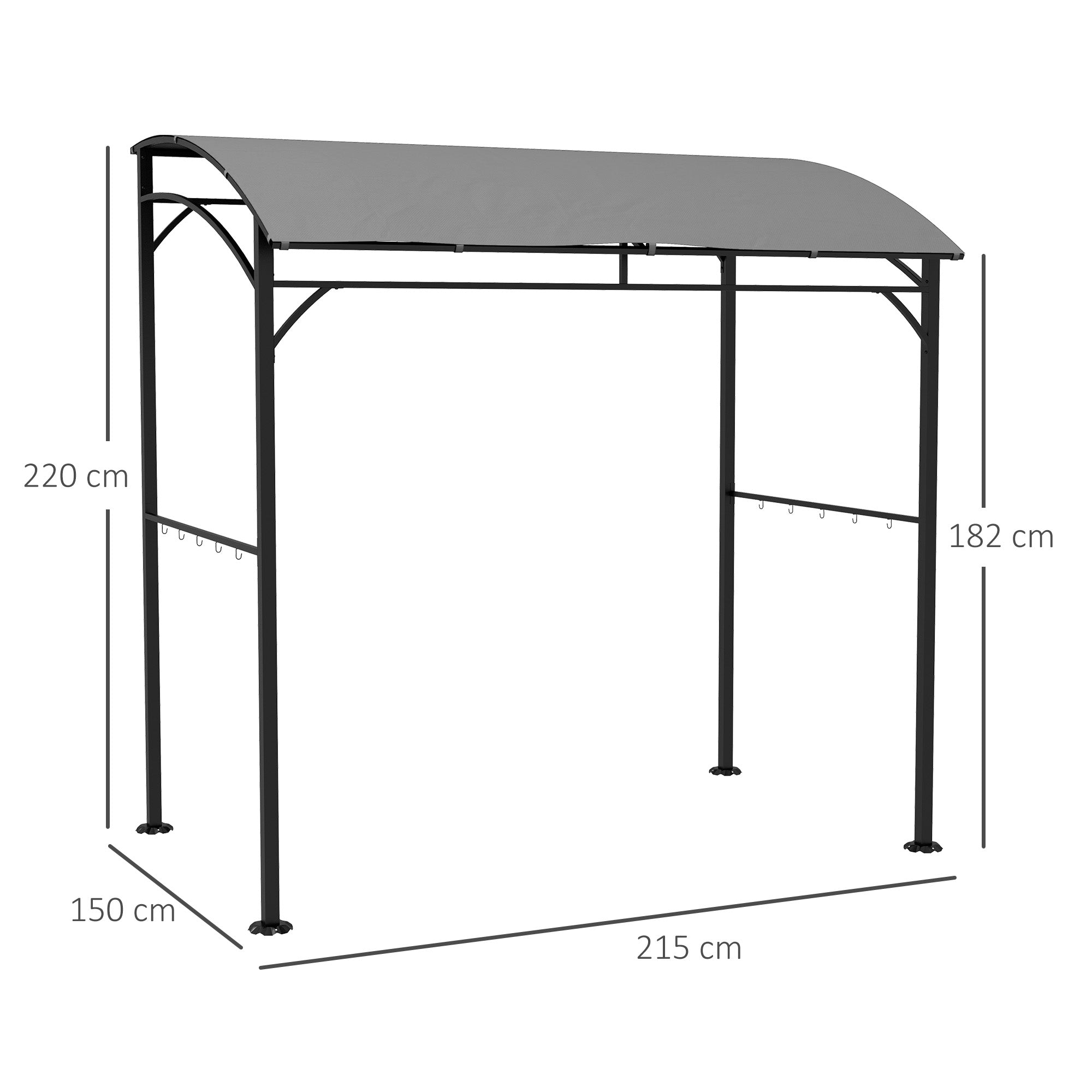 Outsunny 2.2 x 1.5m Metal Frame BBQ Grill Gazebo - Grey - North Peak Garden Furniture