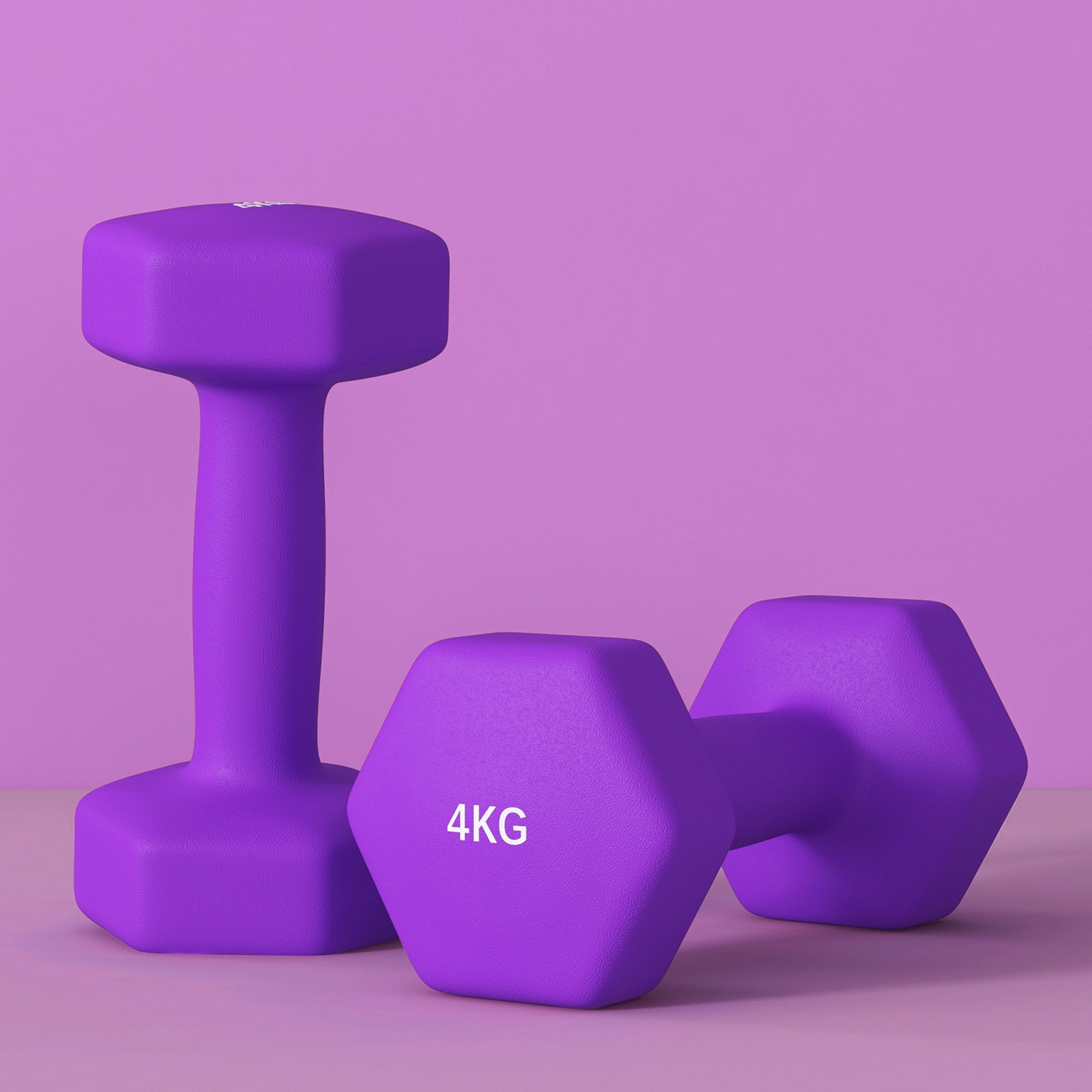 SPORTNOW 2 x 4kg Hexagonal Dumbbells Weights Set with Non-Slip Grip for Home Gym Workout, Purple - North Peak Garden Furniture