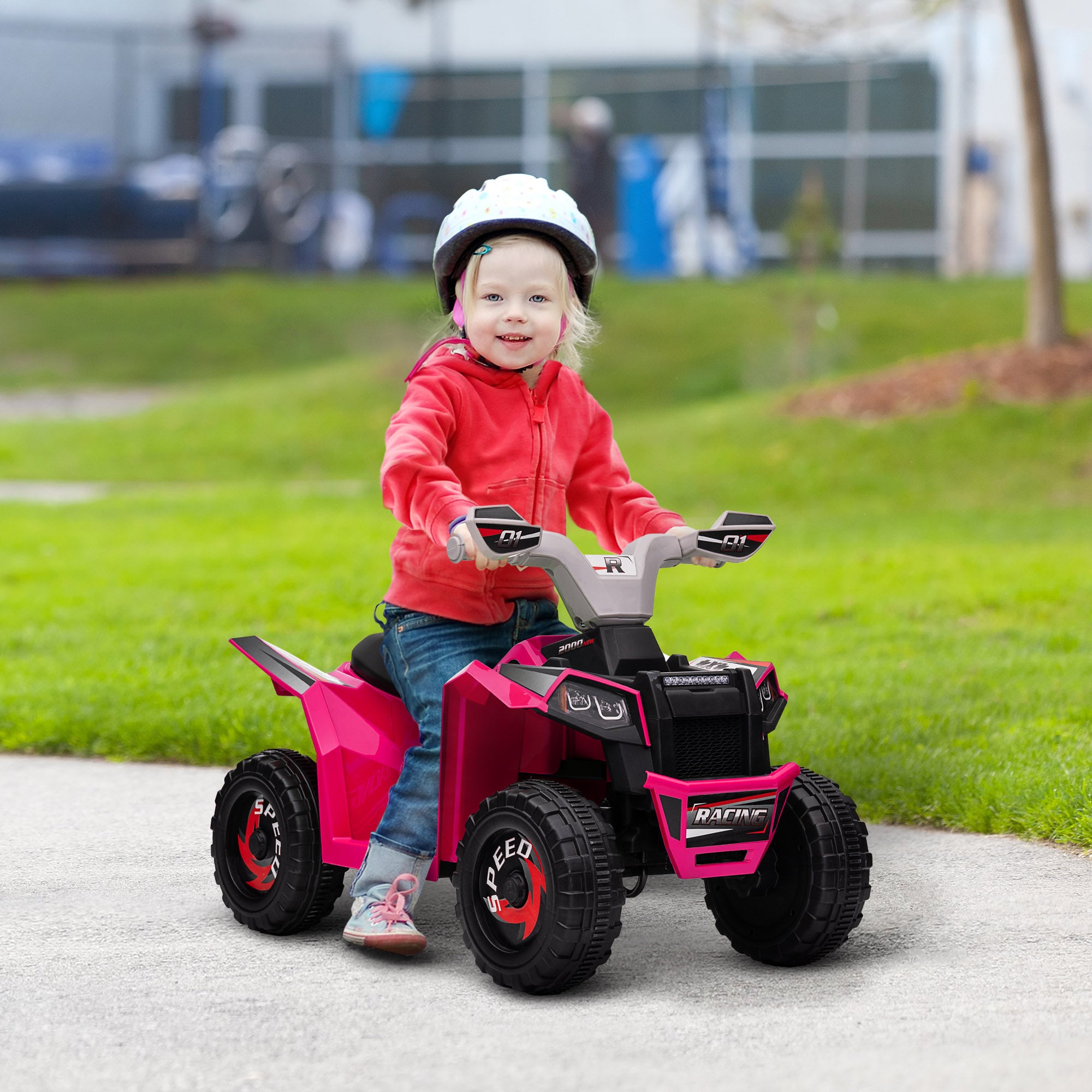 HOMCOM 6V Quad Bike with Wear-Resistant Wheels, Forward Backward Function, for Ages 18-36 Months, Pink