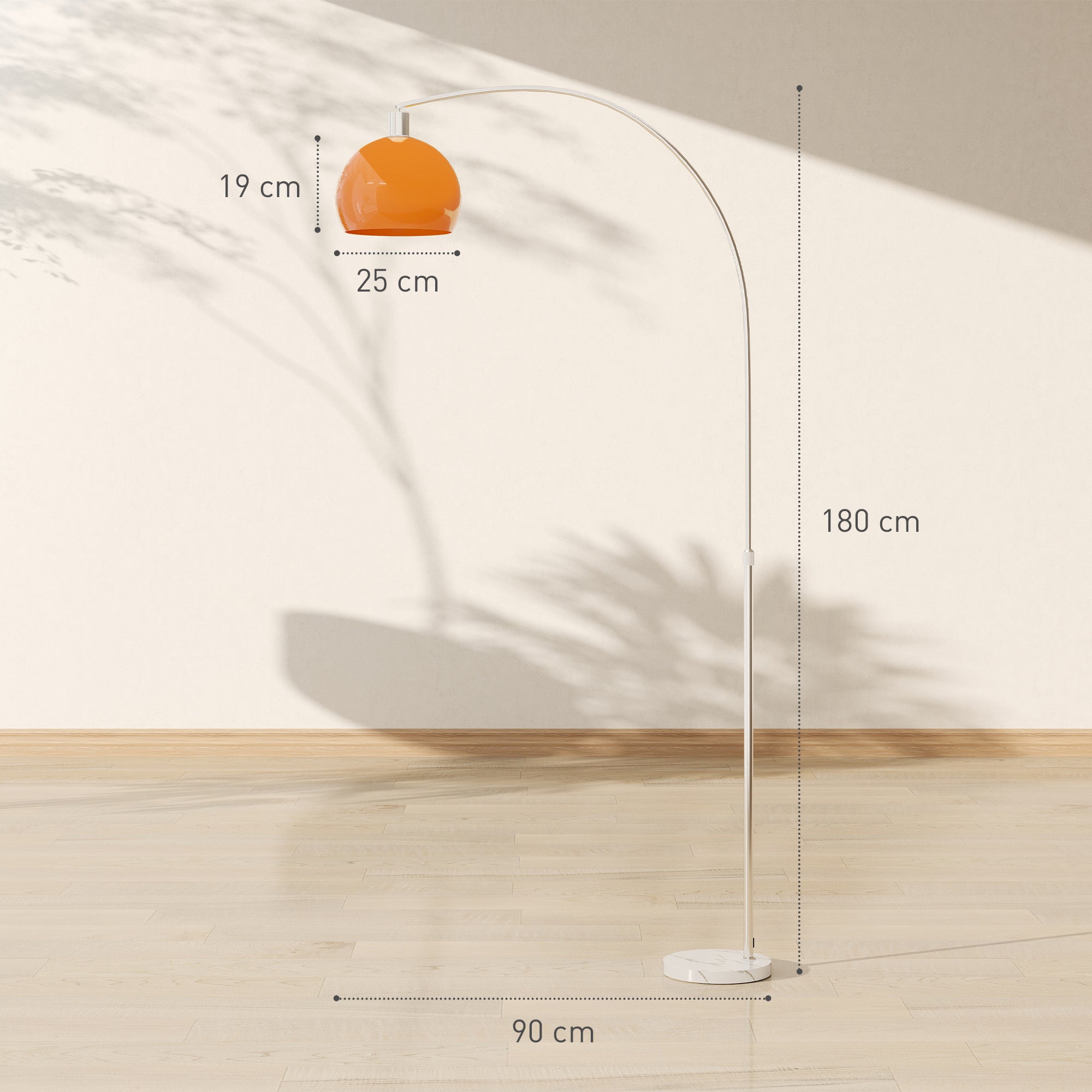 HOMCOM Floor Lamp for Living Room, Modern Standing Lamp with Shade & Foot Switch for Bedroom, Office, Orange