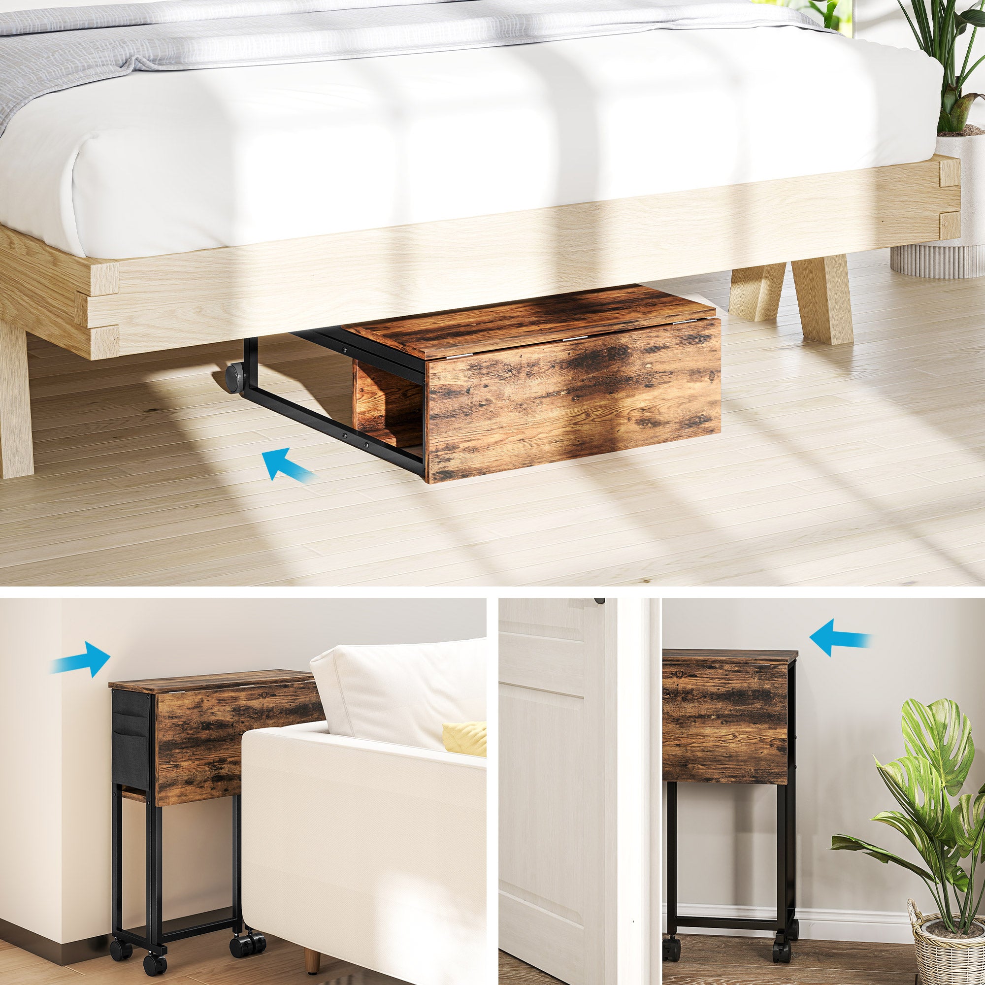 HOMCOM 63 cm Drop Leaf Writing Work Desk - Rustic Brown - North Peak Garden Furniture