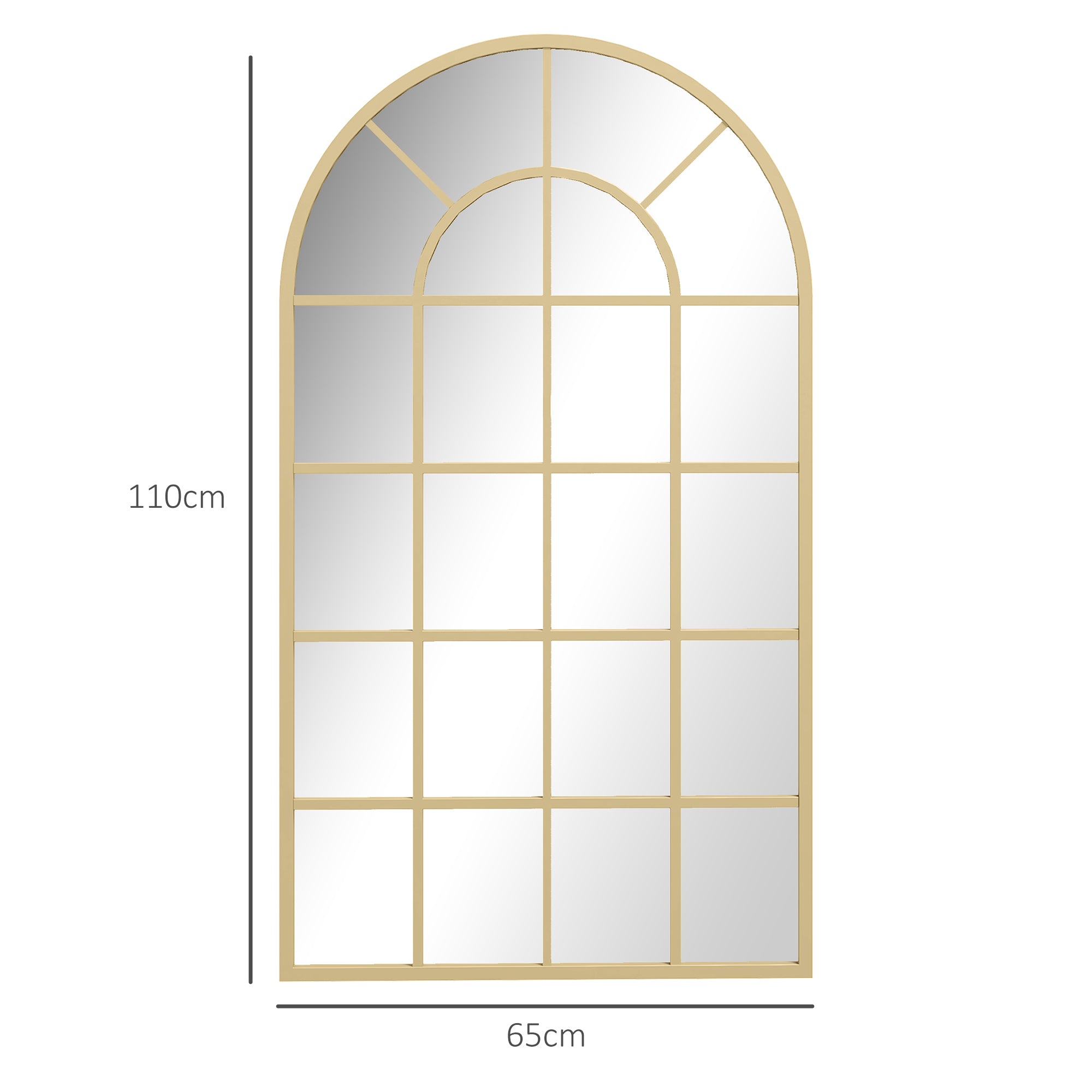 HOMCOM 110 x 65 cm Arched Decorative Wall Mirror for Bedroom Living Room, Modern Window Bathroom Mirror for Home Decor