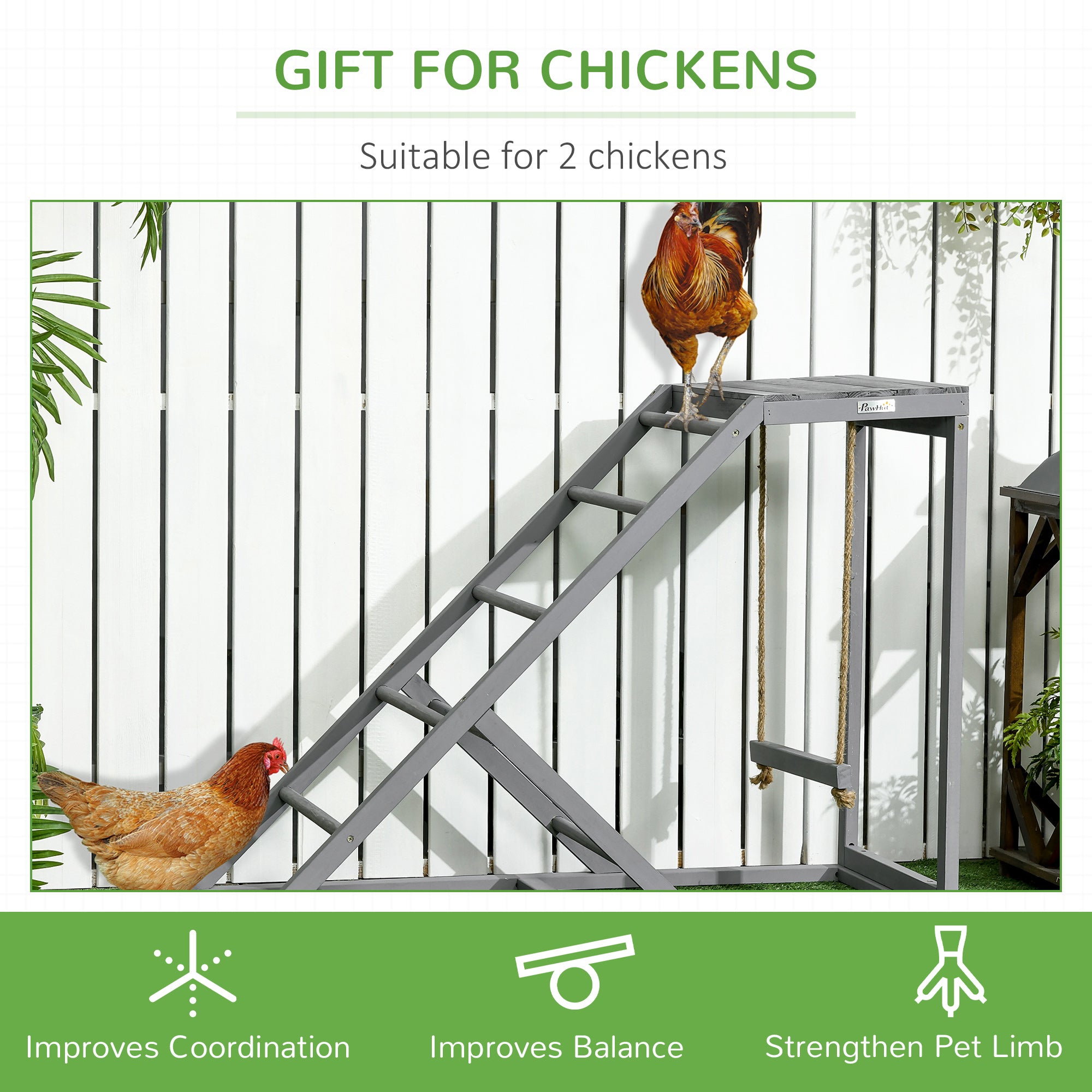 PawHut Walk-in Galvanised Steel Chicken Run with Chicken Activity Shelf and Cover, 3 x 6 x 2m