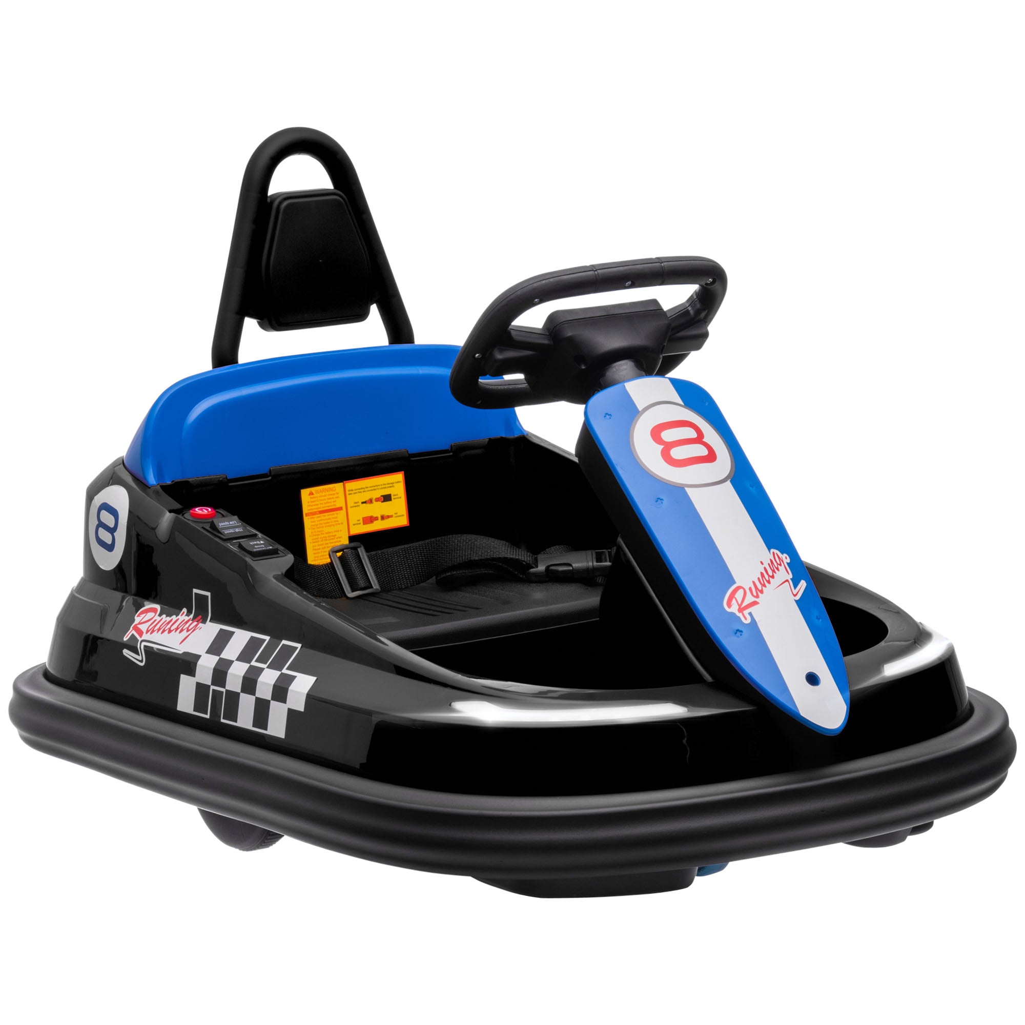 HOMCOM 6V Electric Kids Bumper Car, 6V Spin Waltz Car, with Music, Horn, Lights - Black - North Peak Garden Furniture