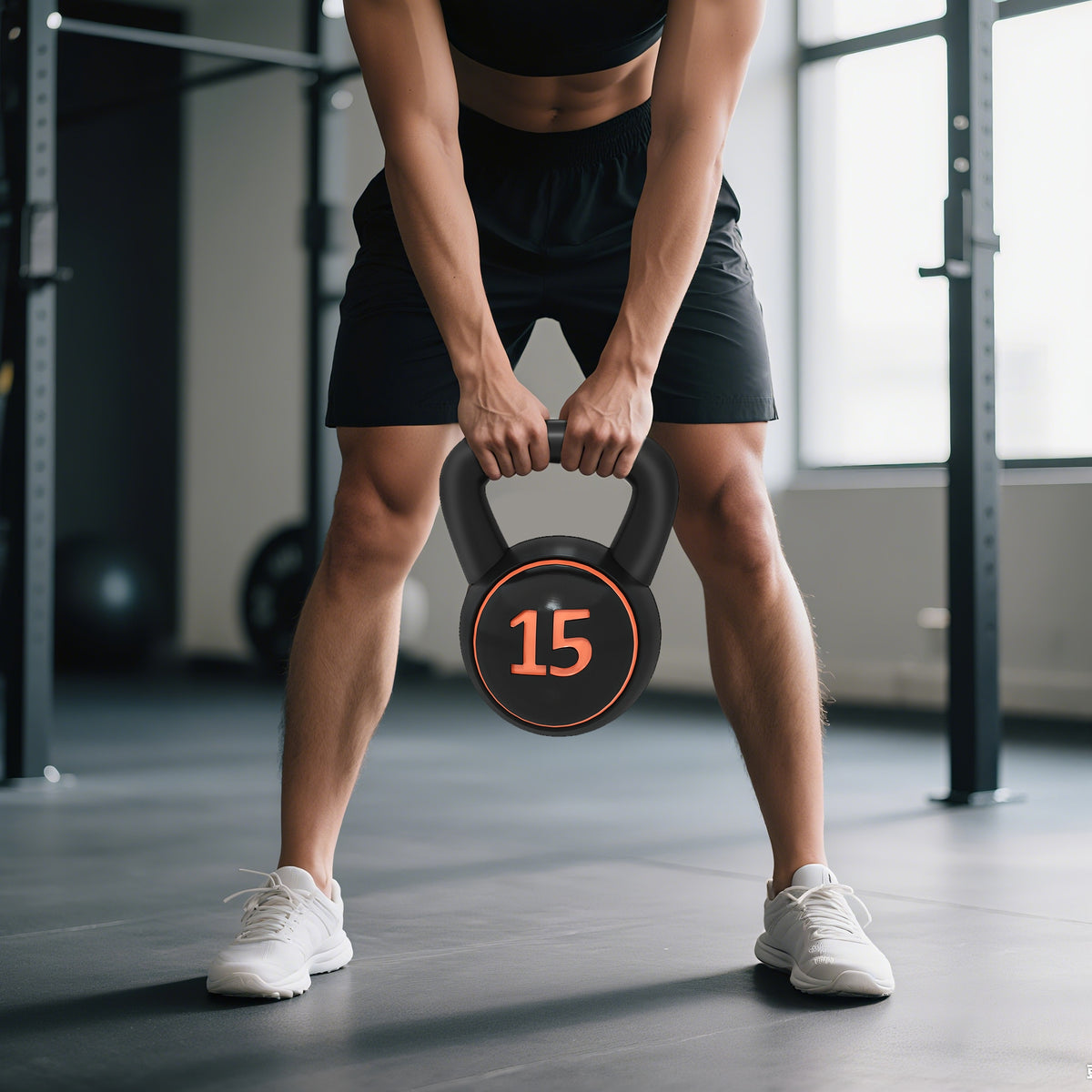 SPORTNOW Three-Piece Kettlebell Set, 5lbs, 10lbs, 15lbs with Storage Tray