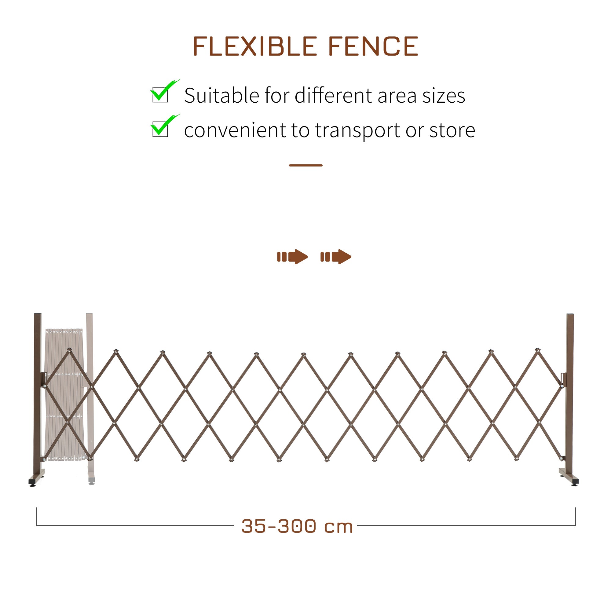 Outsunny Expanding Trellis Fence Freestanding Movable Fence Foldable Garden Screen Panel Aluminum, 300cm x 103.5 cm, Dark Brown - North Peak Garden Furniture