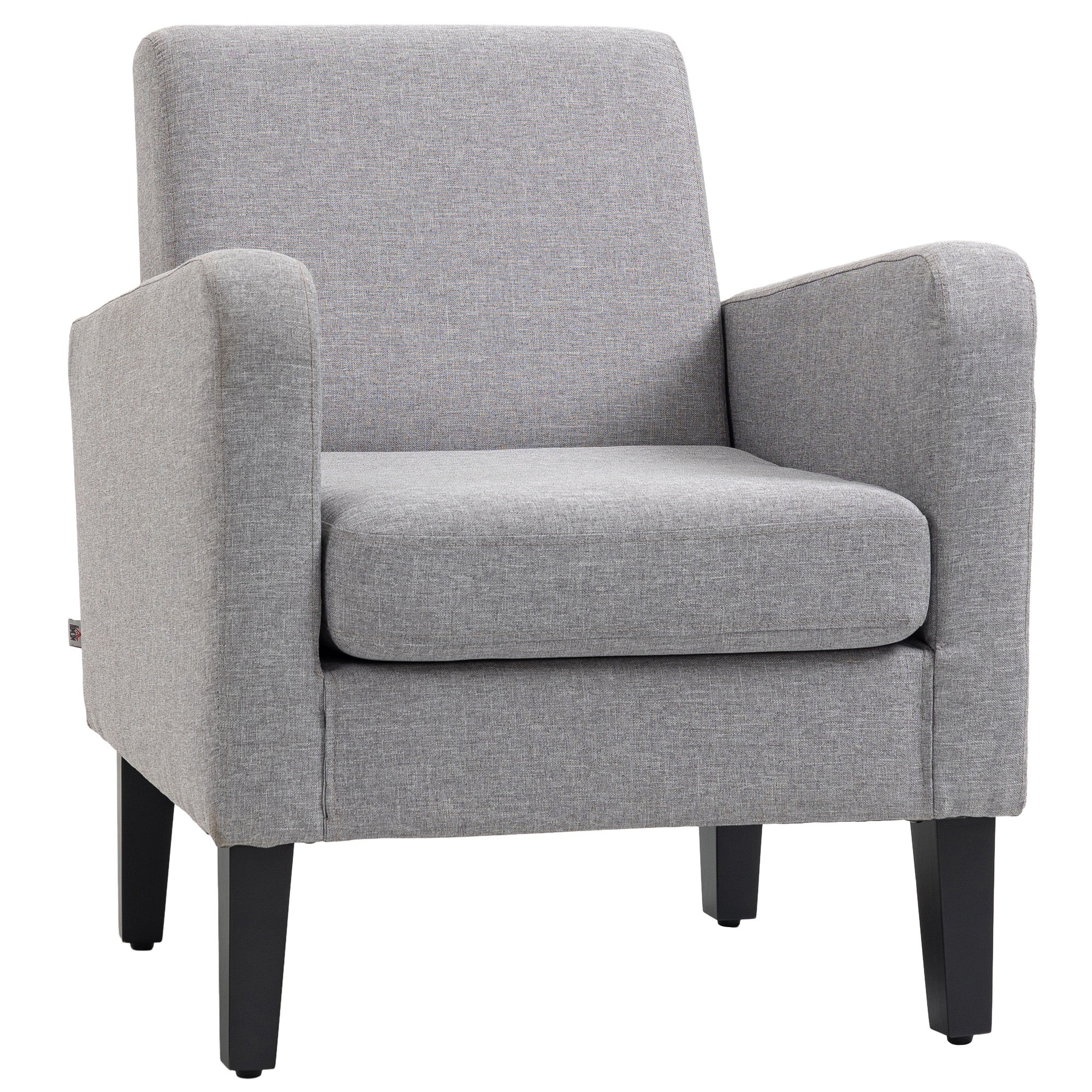 HOMCOM Linen-Look Boxy Armchair - Light Grey - North Peak Garden Furniture