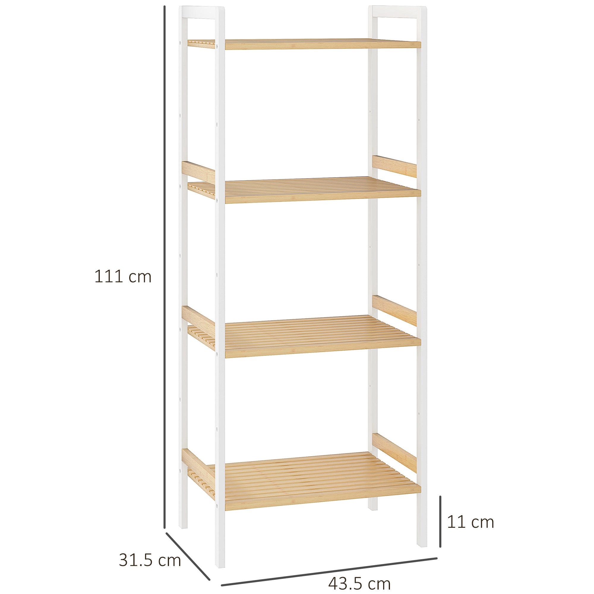 HOMCOM Four-Tier Bamboo Adjustable Shelf Storage Unit - North Peak Garden Furniture