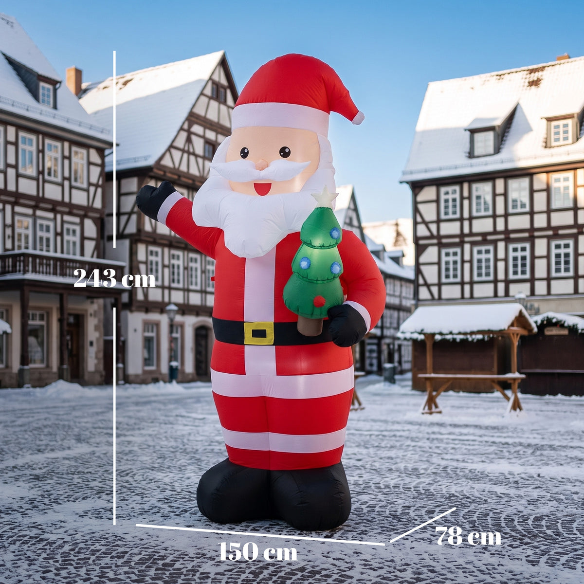 Outsunny Inflatable Christmas Decoration, 8FT Christmas Inflatable Santa with Bright LED Light, Red