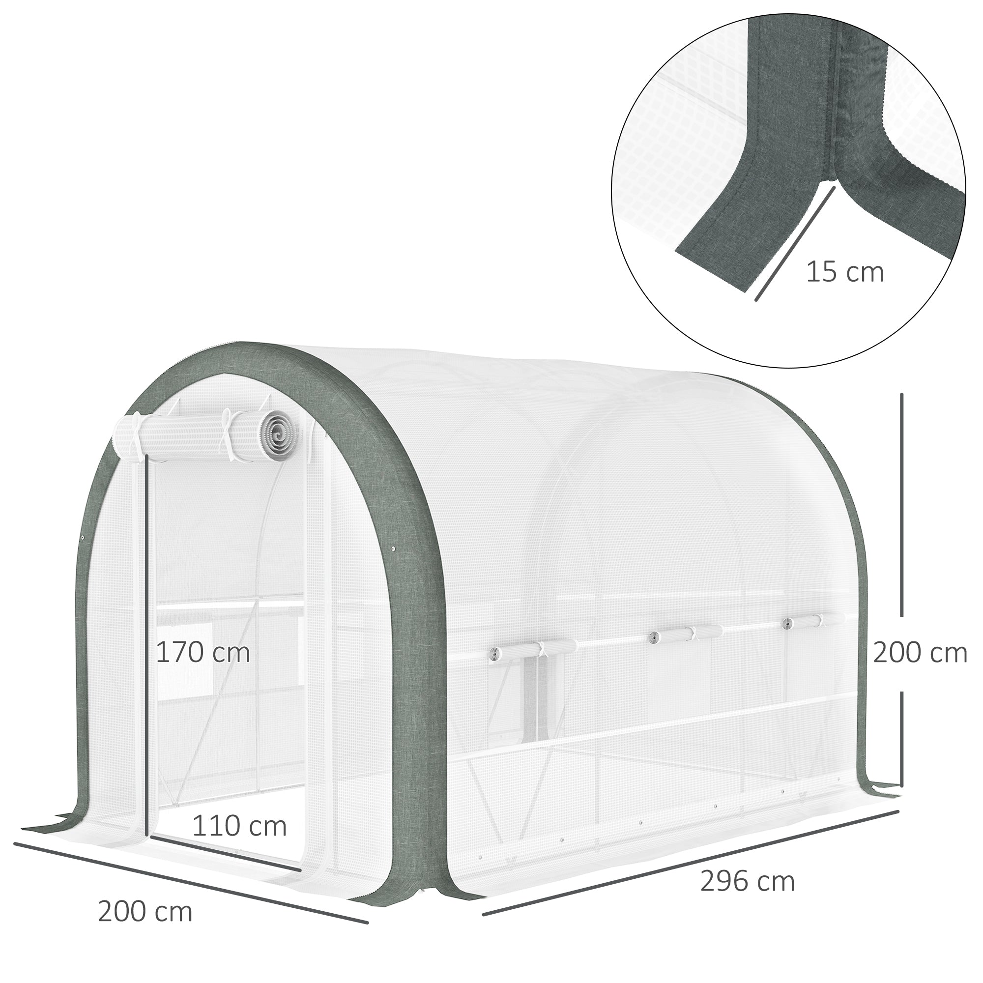 Outsunny 3 x 2(m) Walk-In Tunnel Greenhouse, with Accessories - White - North Peak Garden Furniture