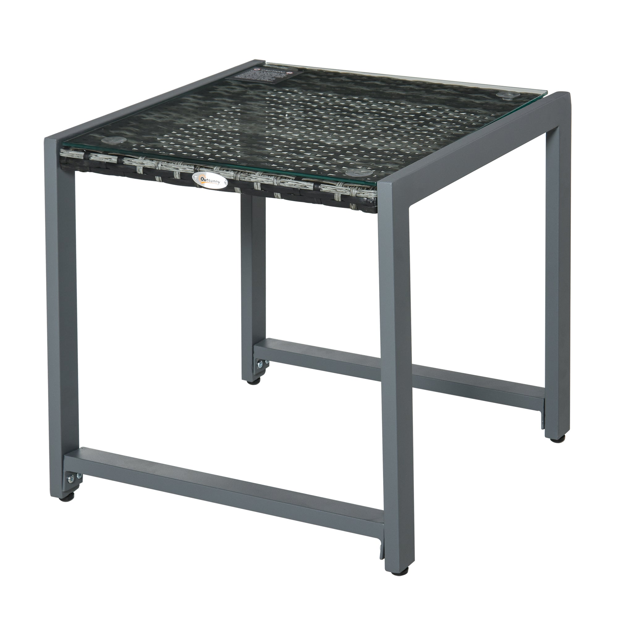 Outsunny Rattan End Table Side Coffee Desk Outdoor Patio Wicker Sofa Chat Garden Furniture - North Peak Garden Furniture