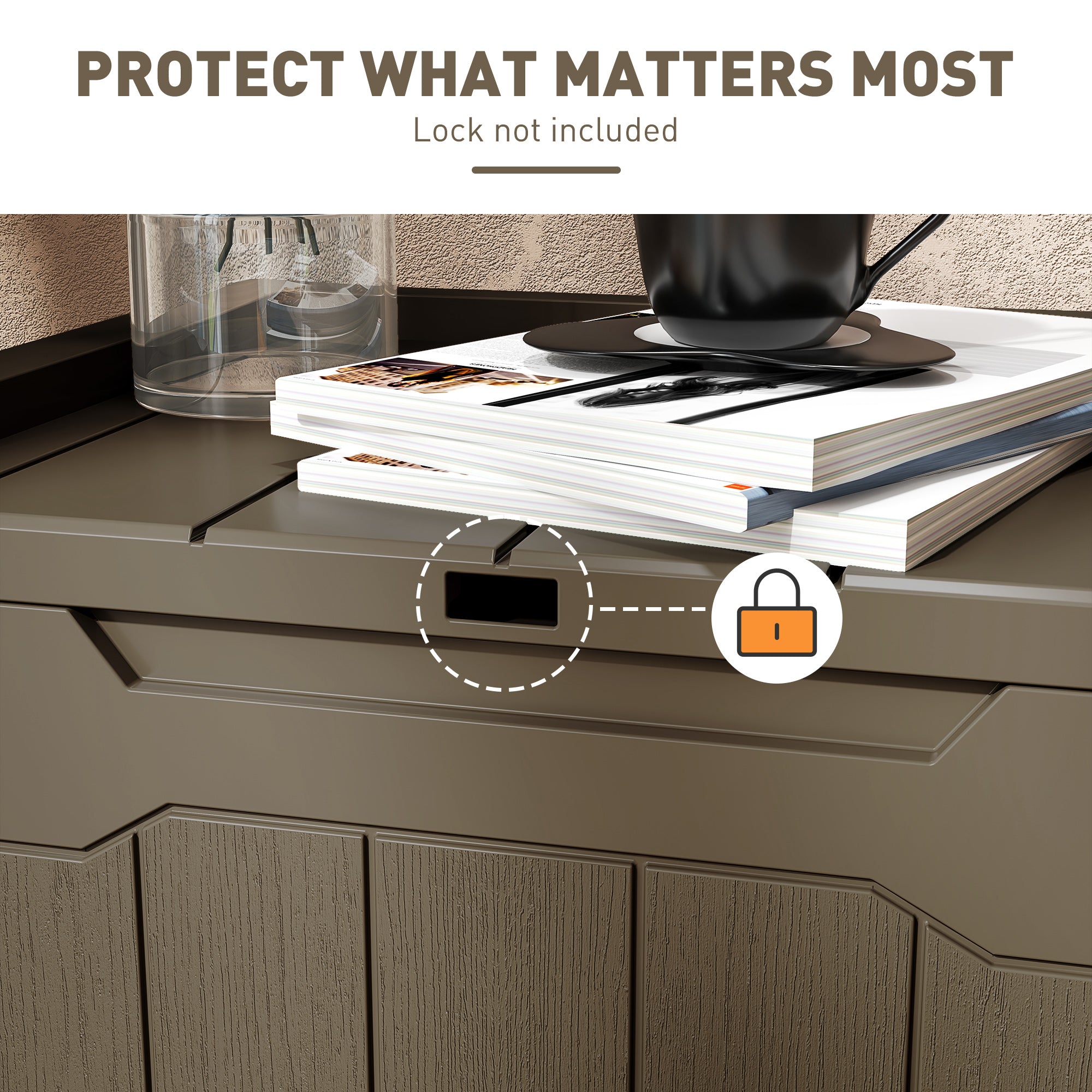 HOMCOM 107 L Plastic Storage Chest with Lid - Dark Brown - North Peak Garden Furniture