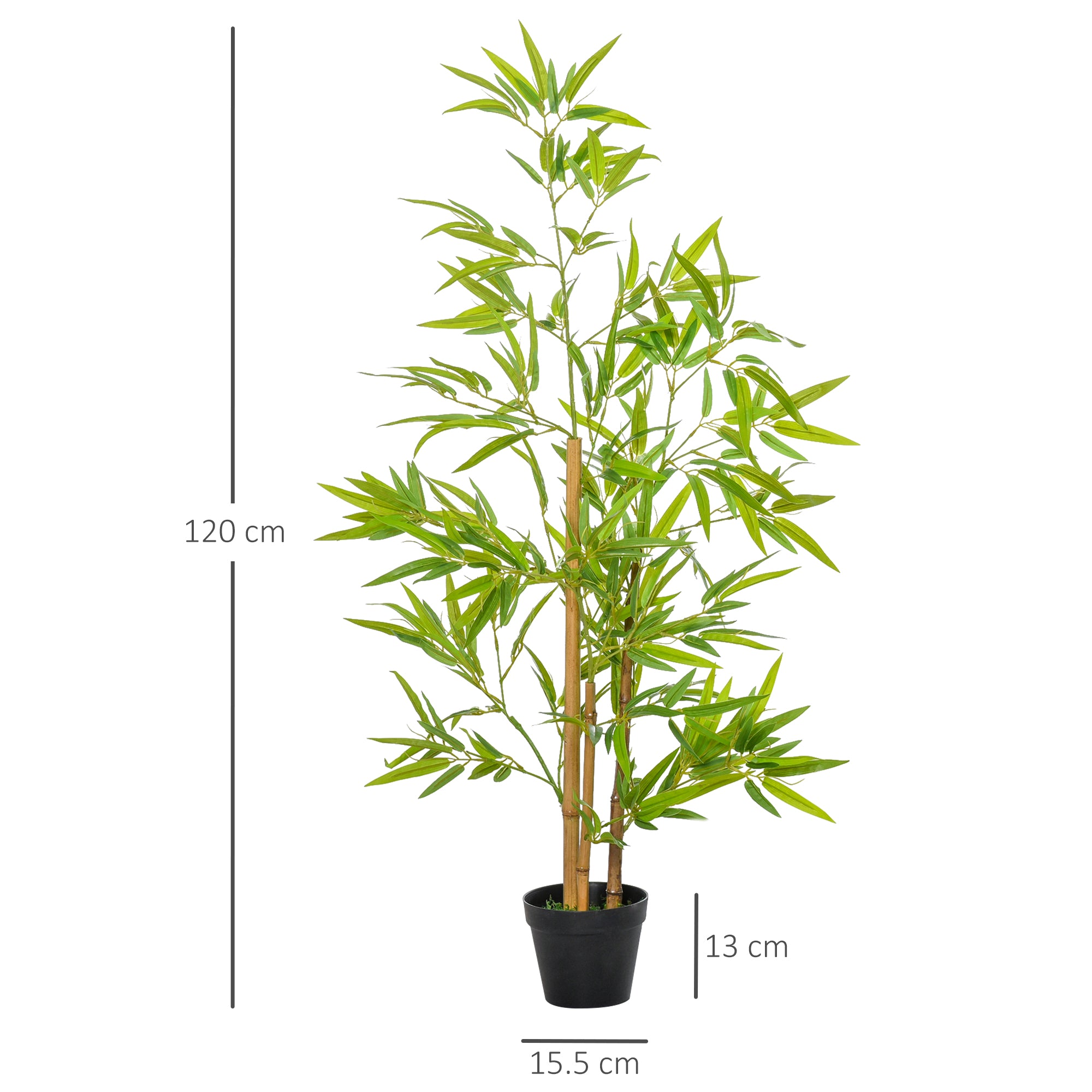 Outsunny Artificial Bamboo Trees, Set of 2, Decorative Plant with Nursery Pot, for Indoor Outdoor Use, 120cm