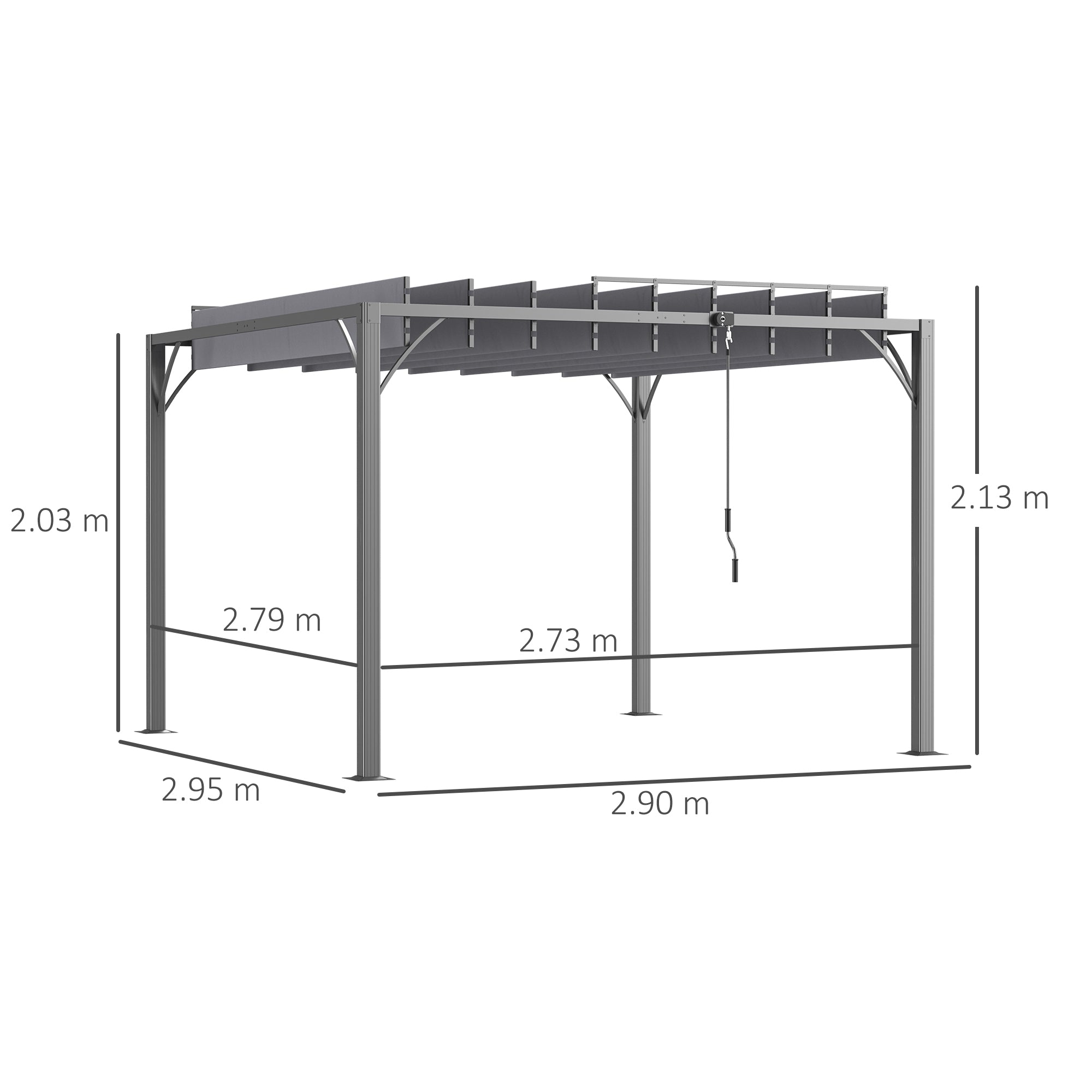 Outsunny 3 x 3(m) Outdoor Pergola with Retractable Roof, Aluminium Louvered Patio Gazebo Canopy for Lawn Garden Patio, Grey - North Peak Garden Furniture