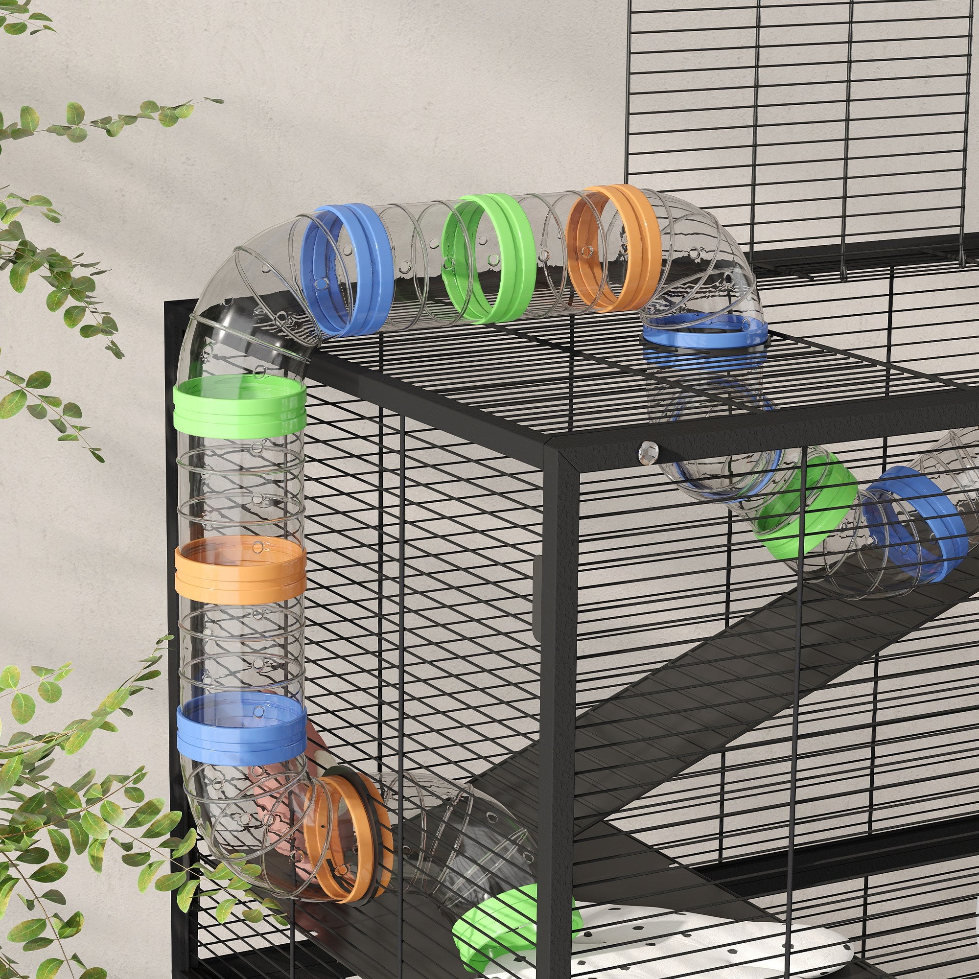 PawHut 5 Tier Large Hamster Cage on Wheels with 17 cm Deep Tray, Storage Shelf for Syrian, Gerbil, Rats - North Peak Garden Furniture