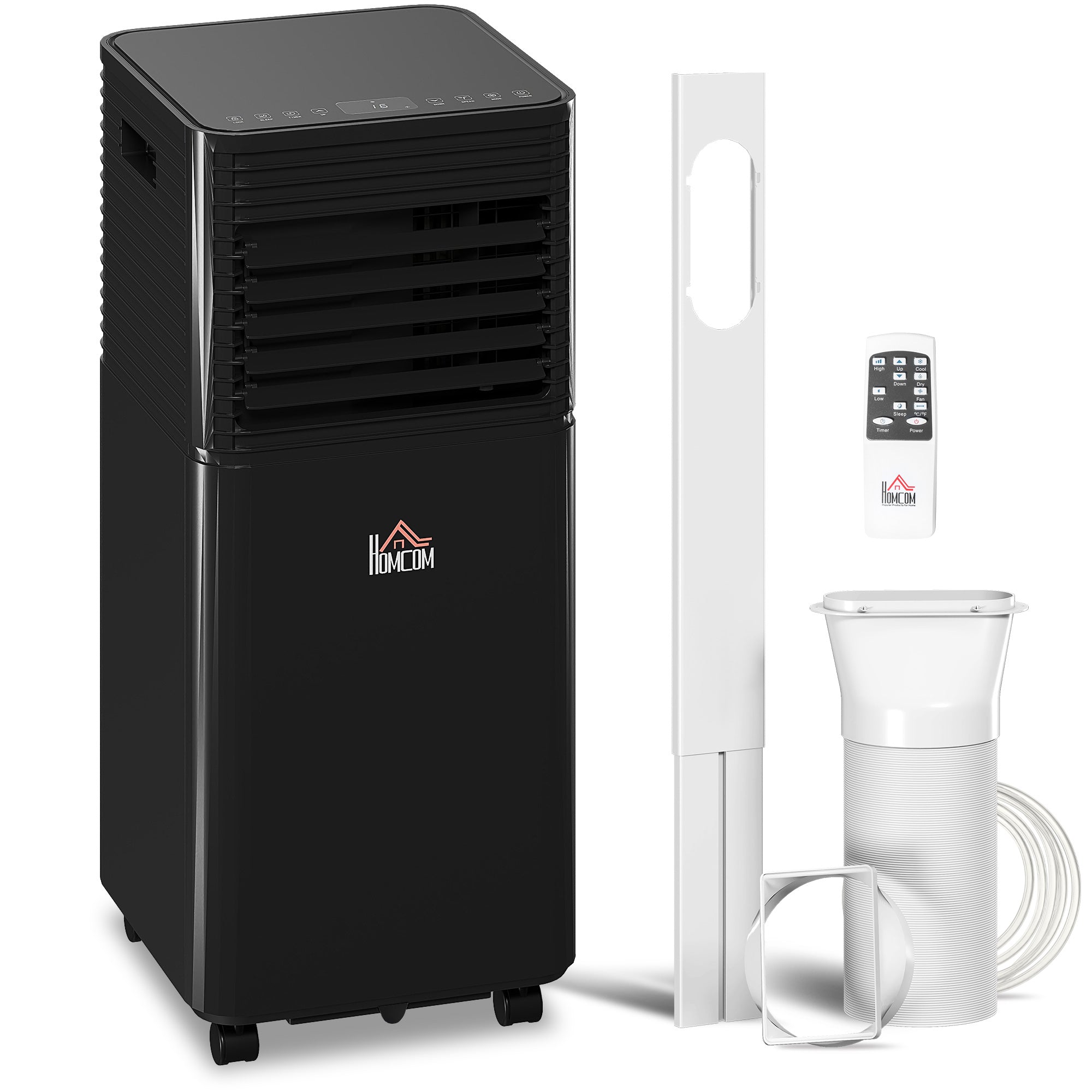 HOMCOM 8000 BTU 4-In-1 Portable Air Conditioner Unit Cooling Dehumidifying Ventilating  for Room up to 27m², with Fan, Remote, 24H Timer, Window Mount Kit, R290, A Energy Efficiency