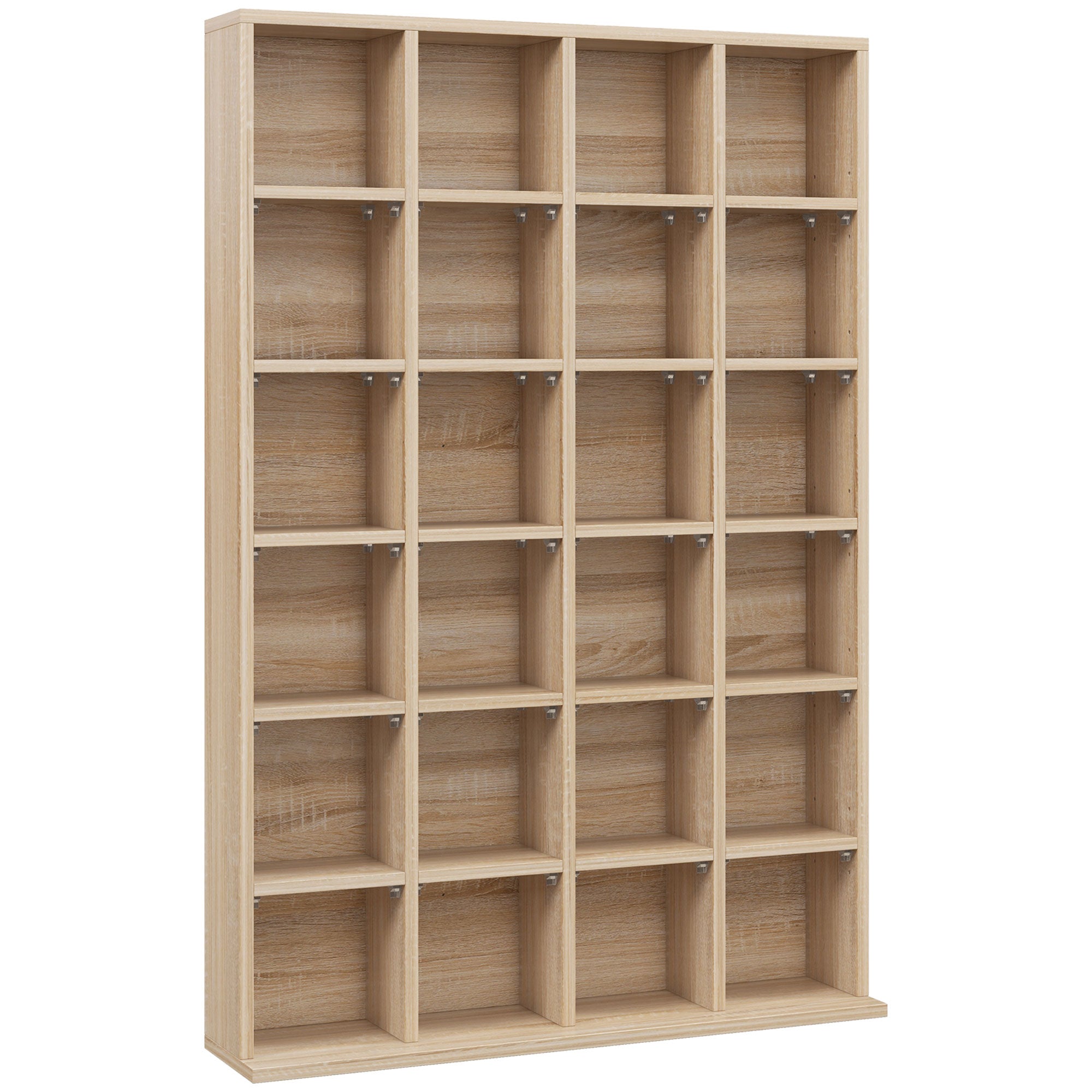 HOMCOM CD Storage Unit with Adjustable Shelves, 89 x 130.5 cm, Nature Wood Finish