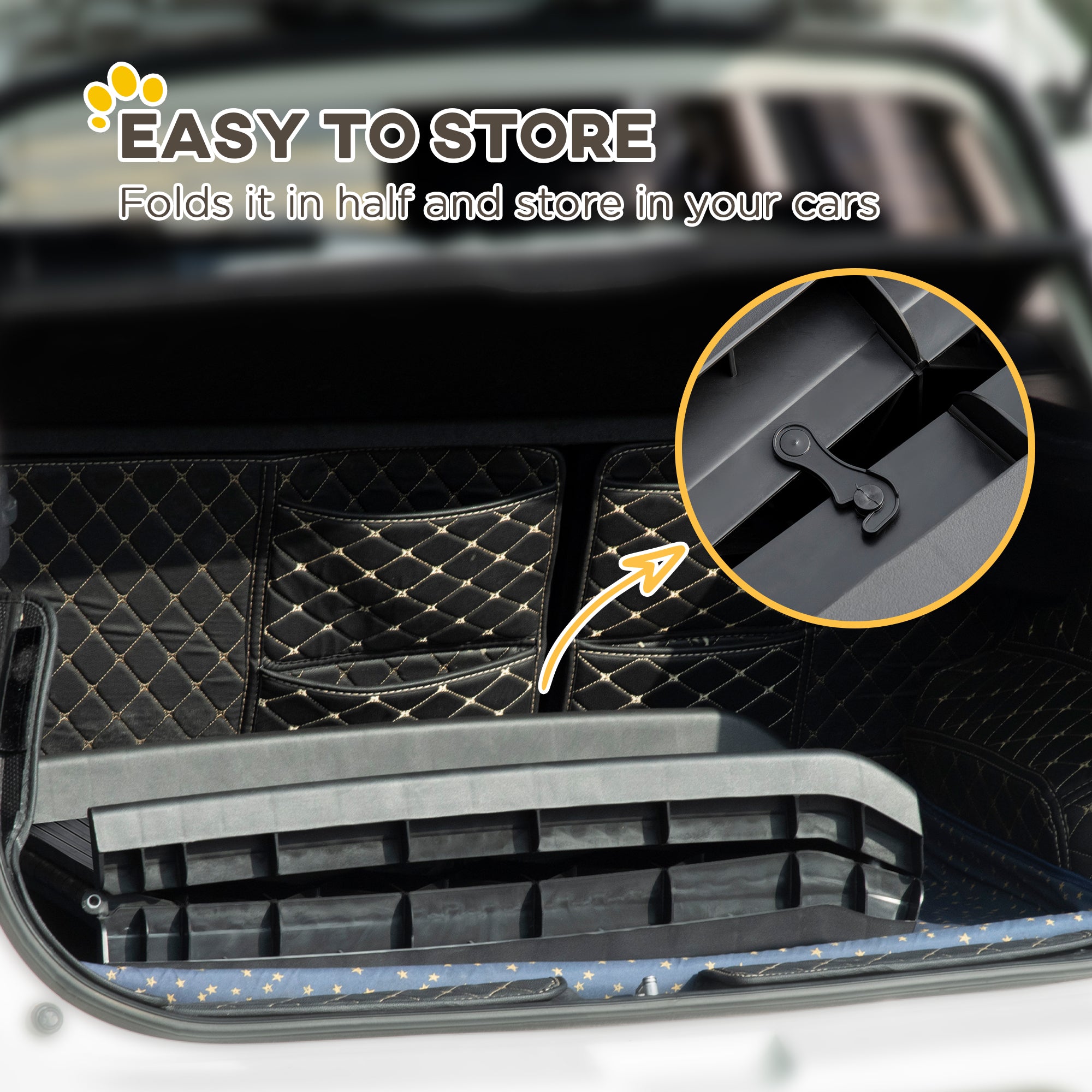 PawHut Foldable Pet Ramp Dog Car Ramp for SUVs, Cars - Black - North Peak Garden Furniture