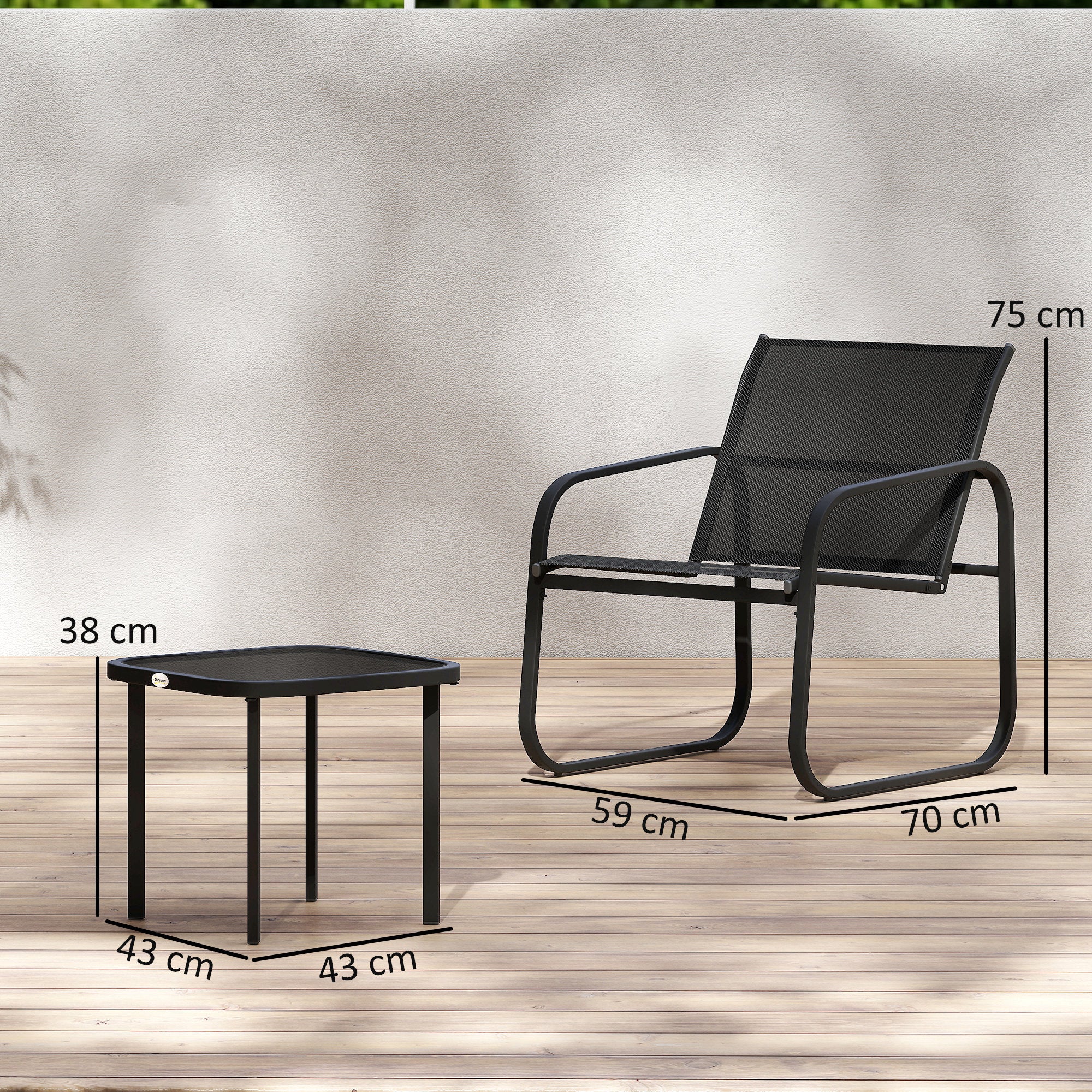 Outsunny Three-Piece Garden Seating Set - Black - North Peak Garden Furniture