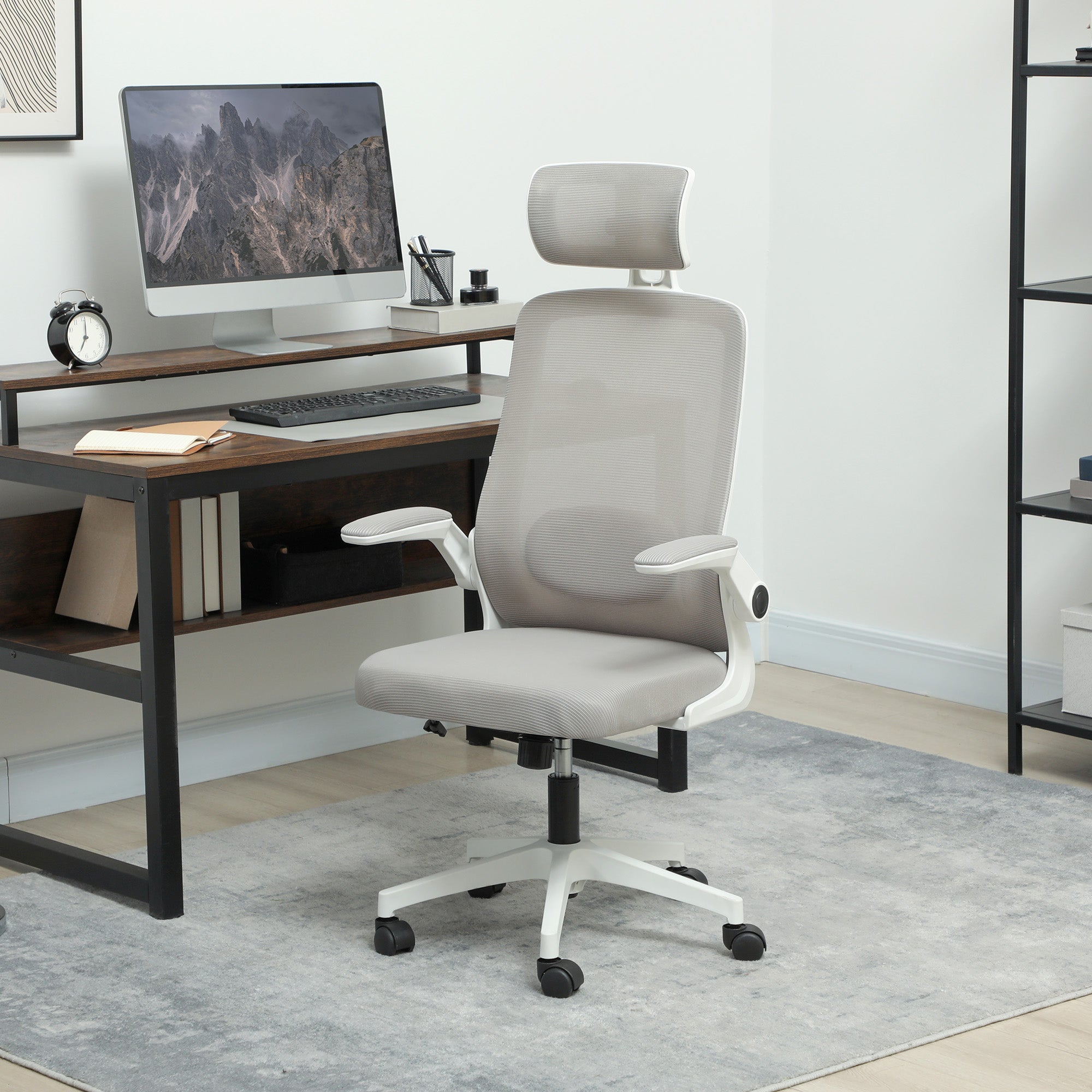 HOMCOM Multi-Adjust Office Chair - Grey - North Peak Garden Furniture
