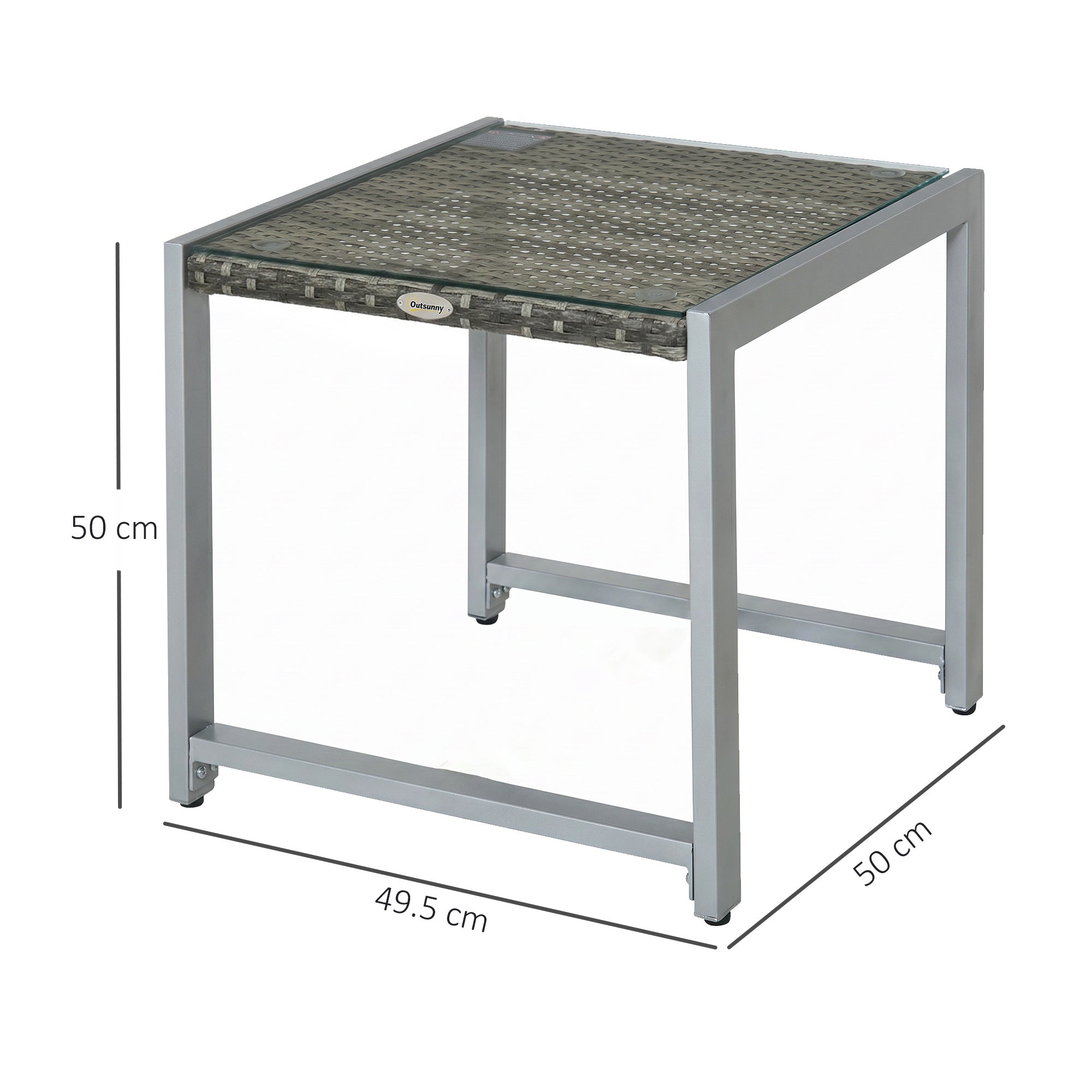 Outsunny Rattan End Table Side Coffee Desk Outdoor Patio Wicker Sofa Chat Garden Furniture