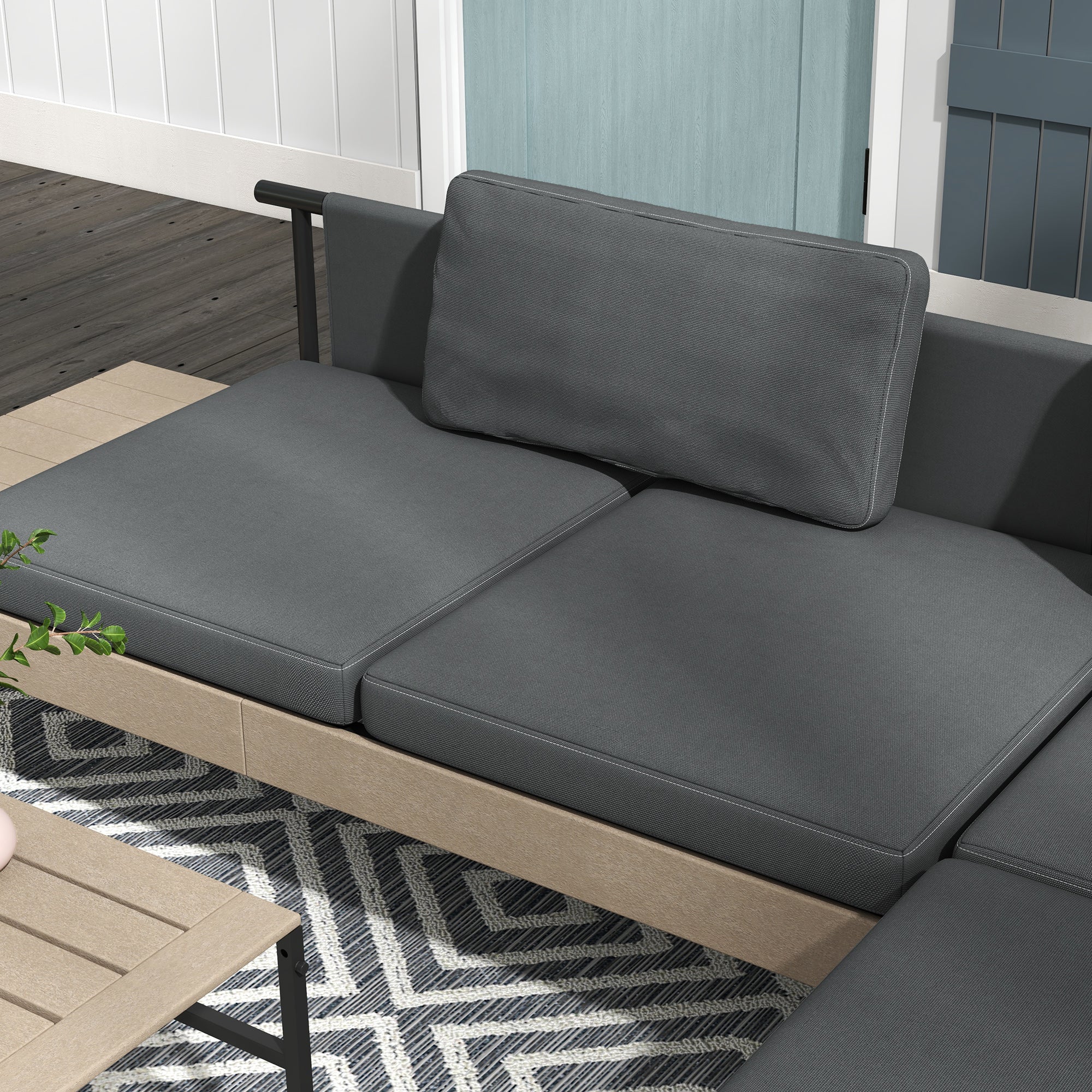 Outsunny Three-Piece 'L' Garden Sofa Set - Grey - North Peak Garden Furniture