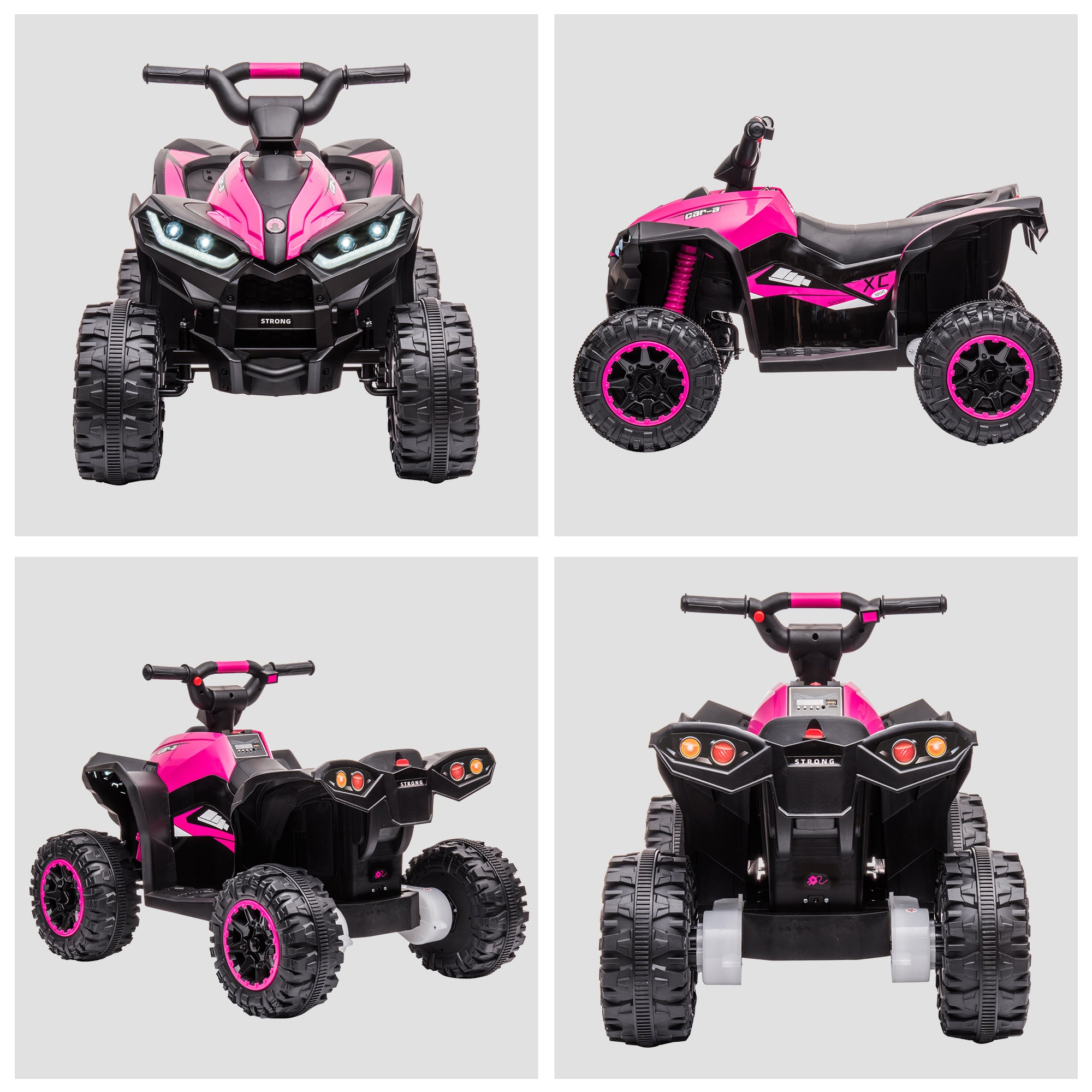 HOMCOM 12V Ride-On Quad Bike w/ Music, Horn, for Ages 3-5 Years - Pink - North Peak Garden Furniture