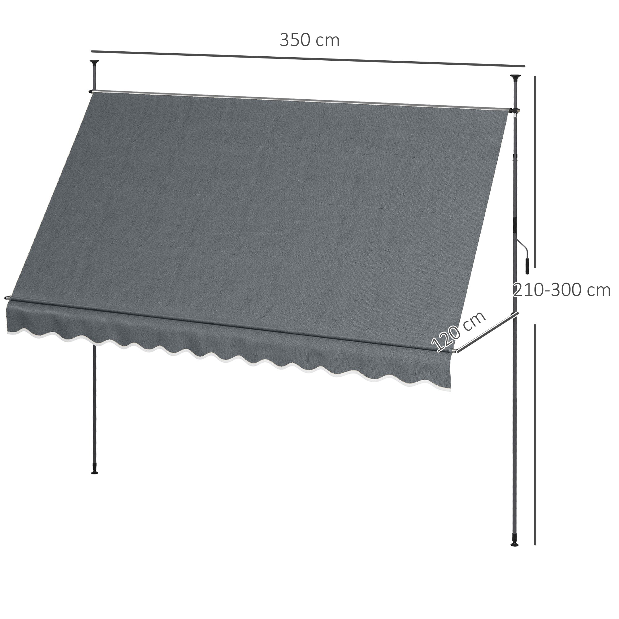 Outsunny 3.5 x 1.2m Manual Retractable Awning - Grey