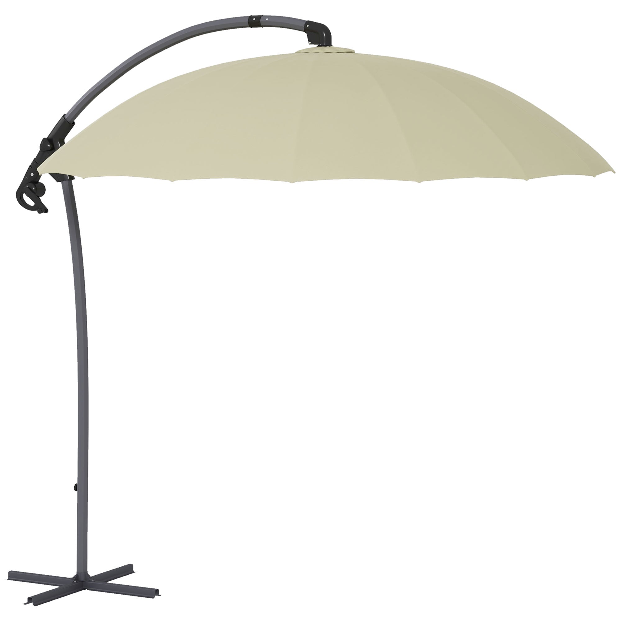 Outsunny 2.7m Cantilever Parasol, with Cross Base - Beige