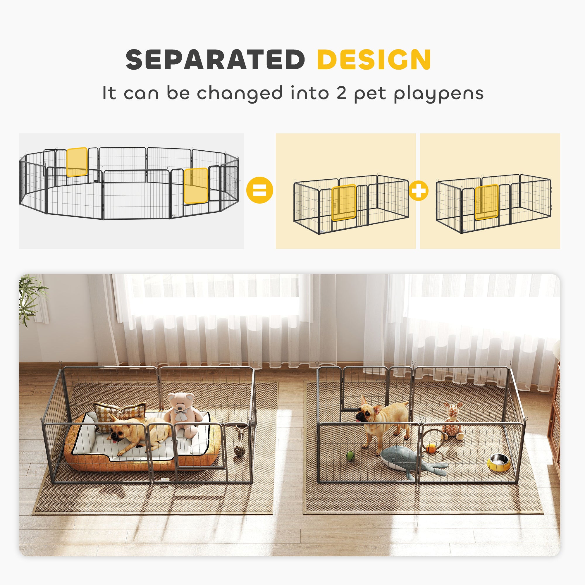 PawHut 12 Panels Heavy Duty Puppy Playpen, for Small Dogs, Indoor and Outdoor Use - Silver - North Peak Garden Furniture