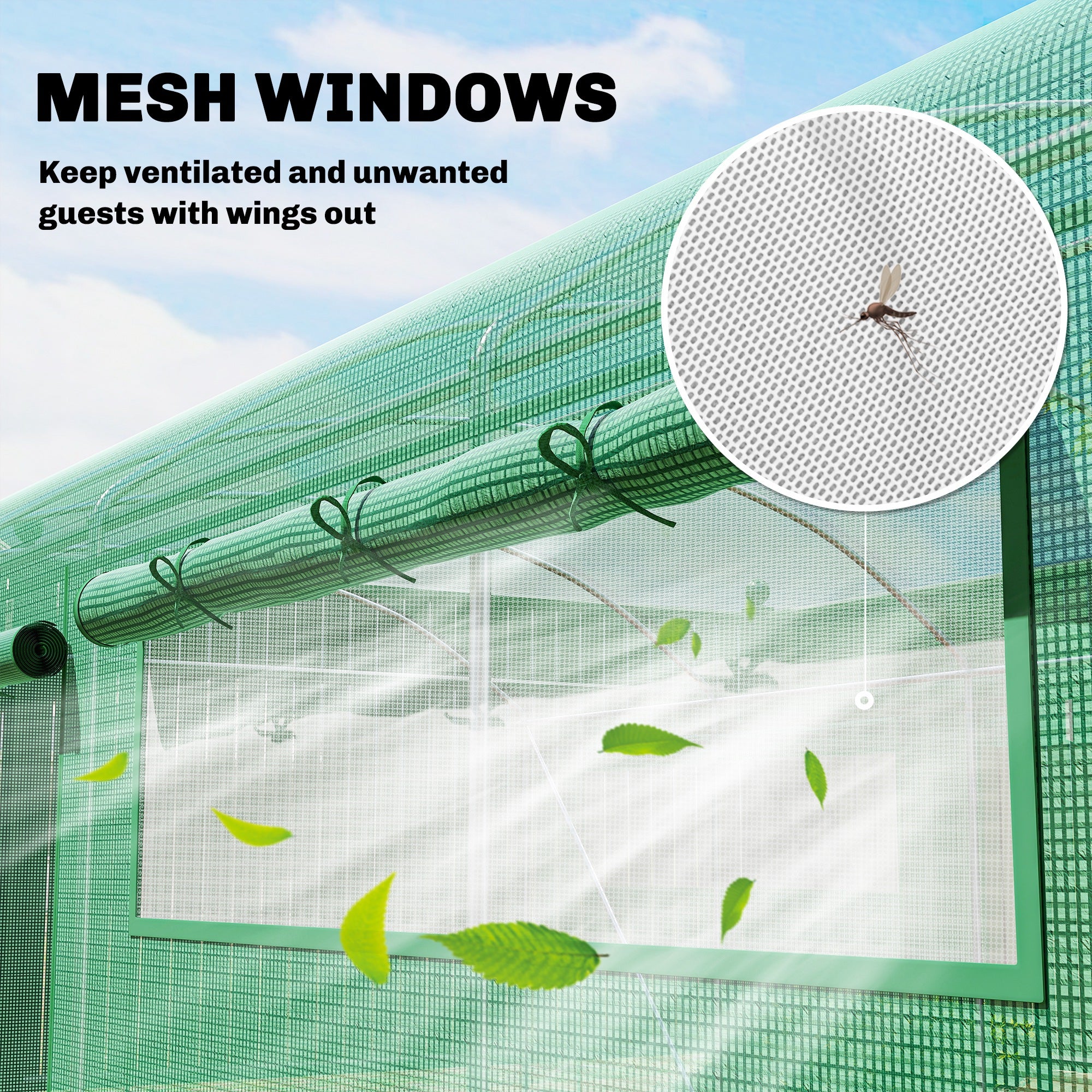 Outsunny 19 x 9.8ft Walk-In Polytunnel Greenhouse - Green