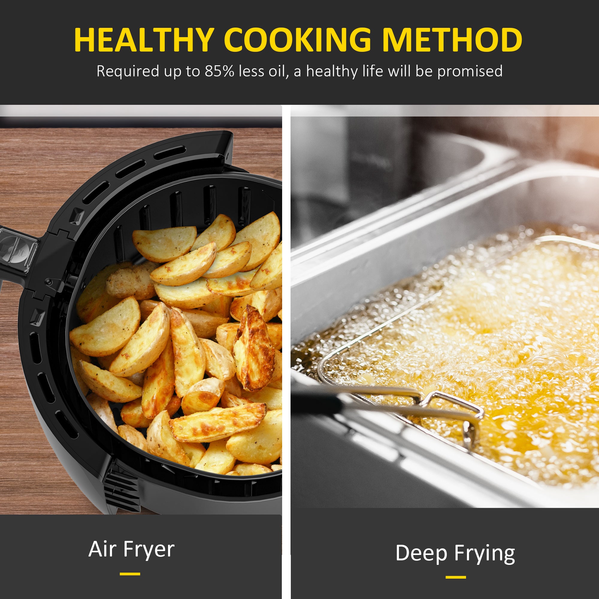 HOMCOM 5.5L 1700W Air Fryer, with Digital Display, 80-200℃ Temperature - North Peak Garden Furniture