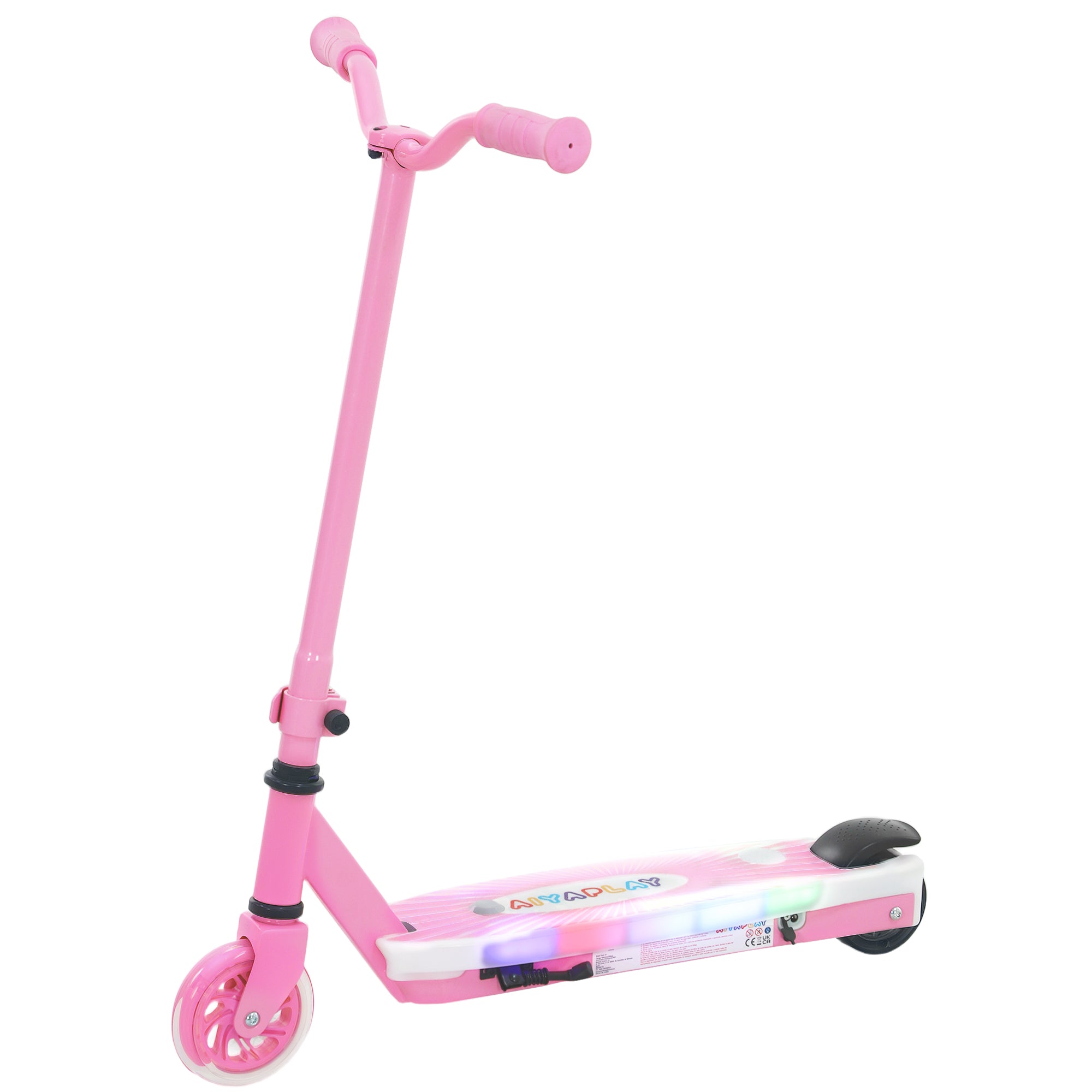AIYAPLAY Electric Scooter for Kids Ages 4-7, with Auxiliary Rear Wheels, Flashing LED Light and Electric Brake, Kids Electric Scooter for Boys Girls, 6 KM/H & 8 KM, Pink