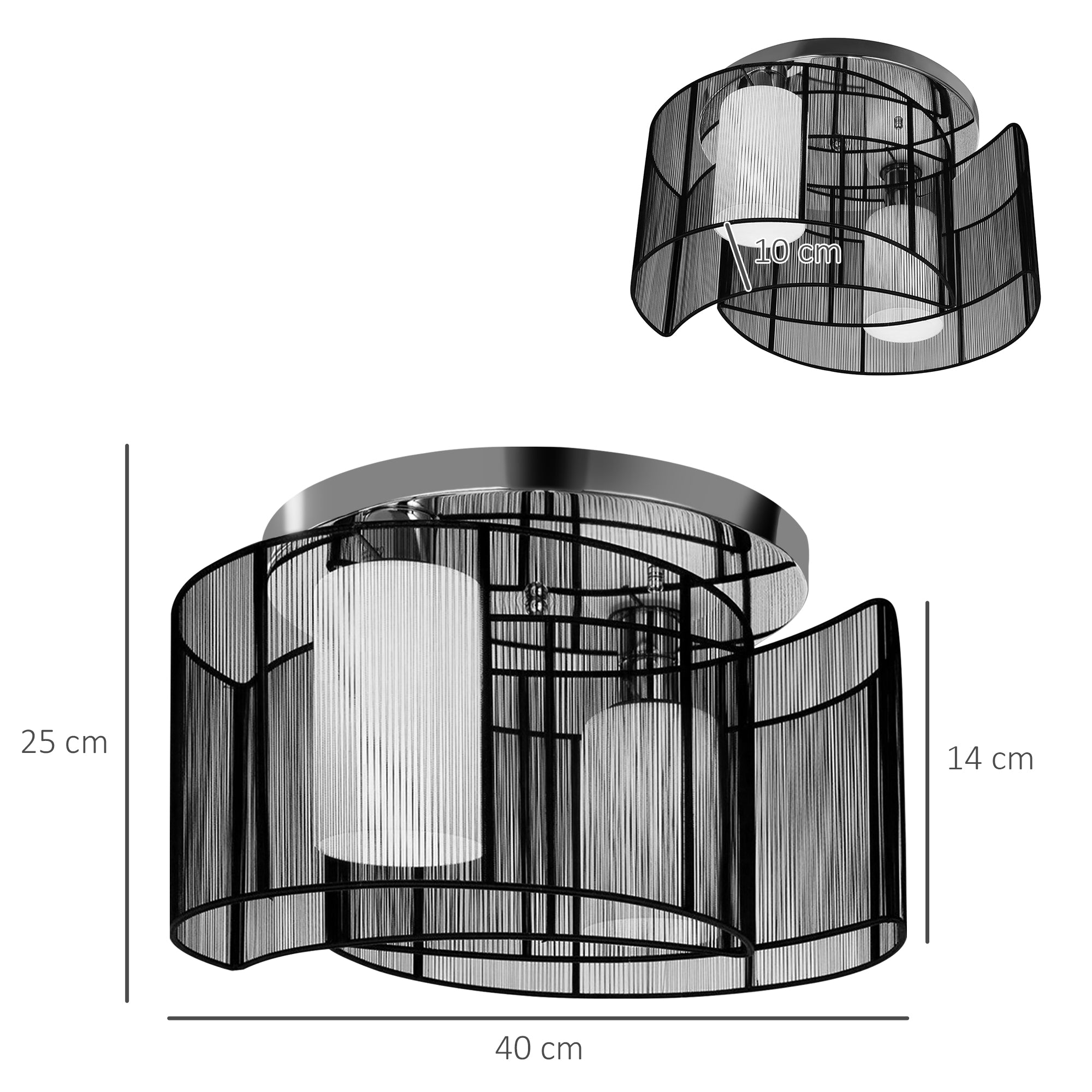 HOMCOM Modern Design Mini Style Flush Mount Ceiling Light Mount with Flush Metal Finish Chandelier for Hallway, Dining Room, Living Room - North Peak Garden Furniture