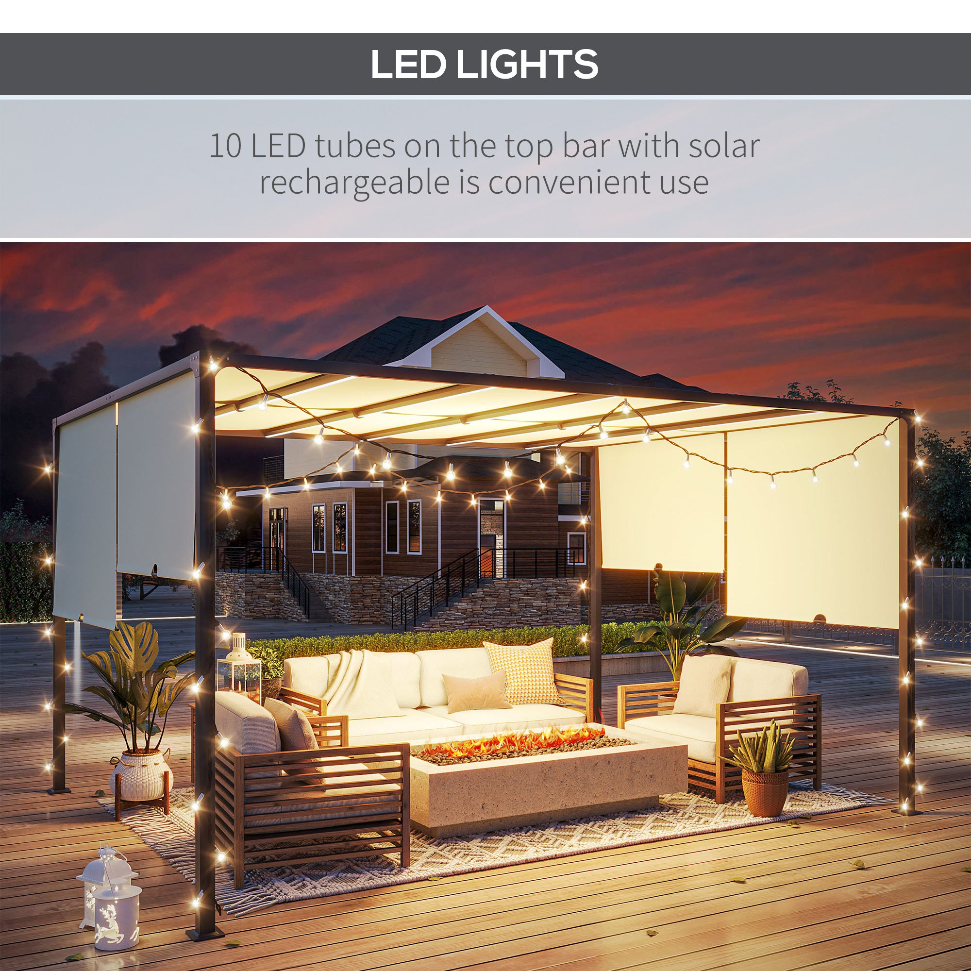 Outsunny 3 x 4m Outdoor Garden Pergola - Cream White - North Peak Garden Furniture