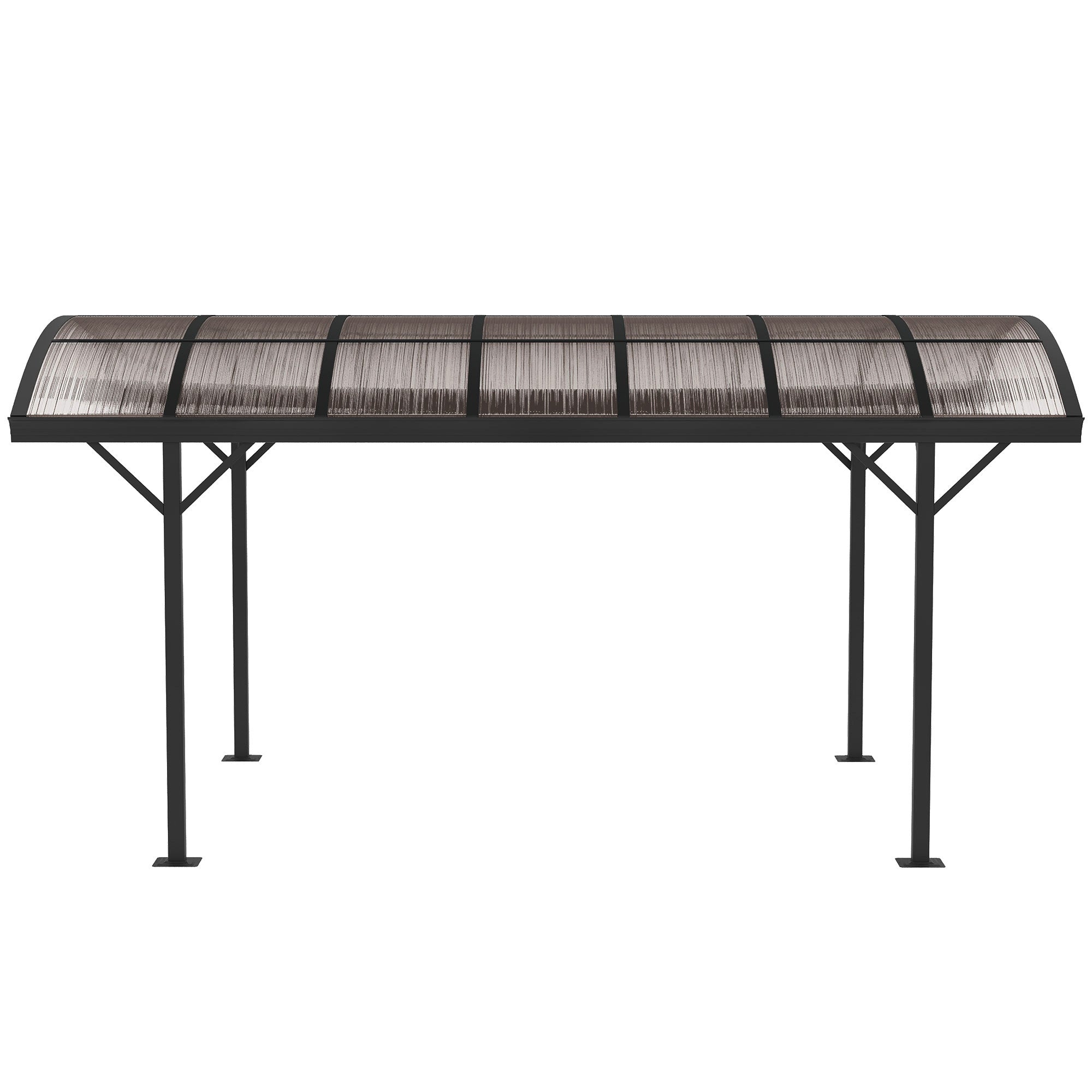 Outsunny 5 x 3(m) Hardtop Gazebo Aluminium Pavilion Carport Garden Shelter Pergola with Polycarbonate Roof, Brown - North Peak Garden Furniture