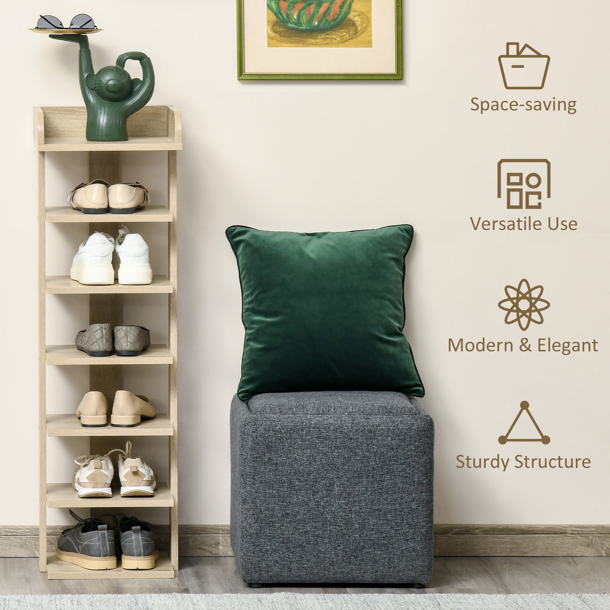 HOMCOM 7 Tier Shoe Rack Organizer Storage Shelf Wooden Display Cabinet for Entryway Living Room Bedroom Oak - North Peak Garden Furniture