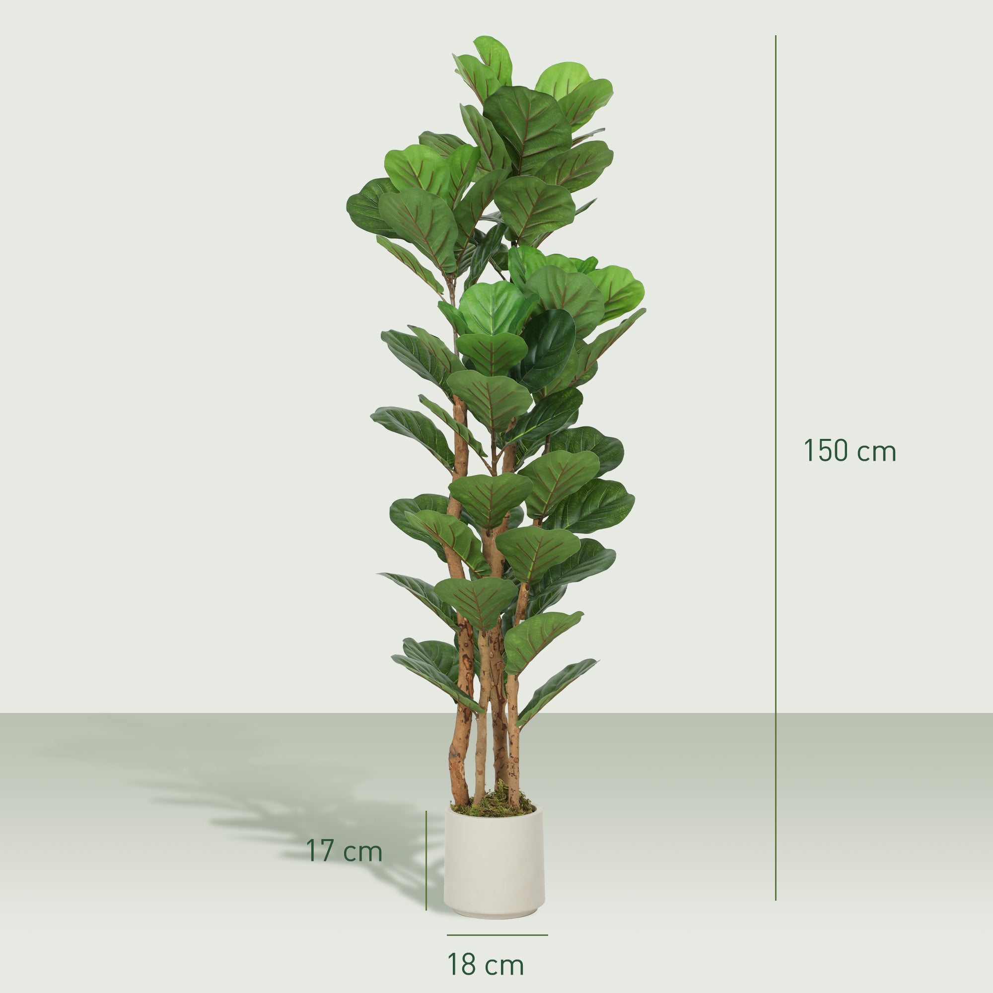 HOMCOM 150cm Artificial Fiddle Leaf Fig Tree - Green