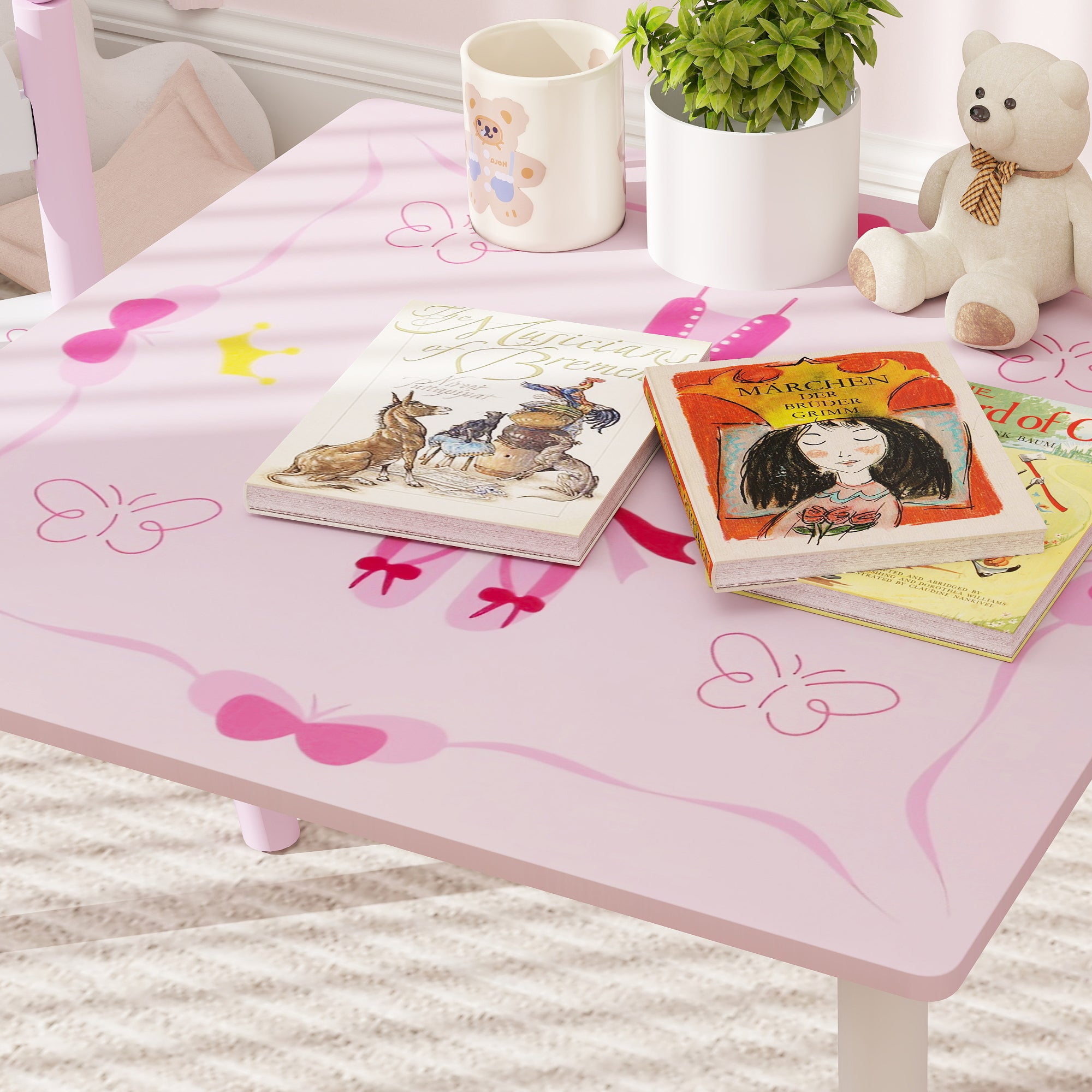 AIYAPLAY Princess Design Kids Table and Chairs Set for Activity, Art, Drawing, Toddler Table and Chairs Set for Playroom, Nursery - North Peak Garden Furniture