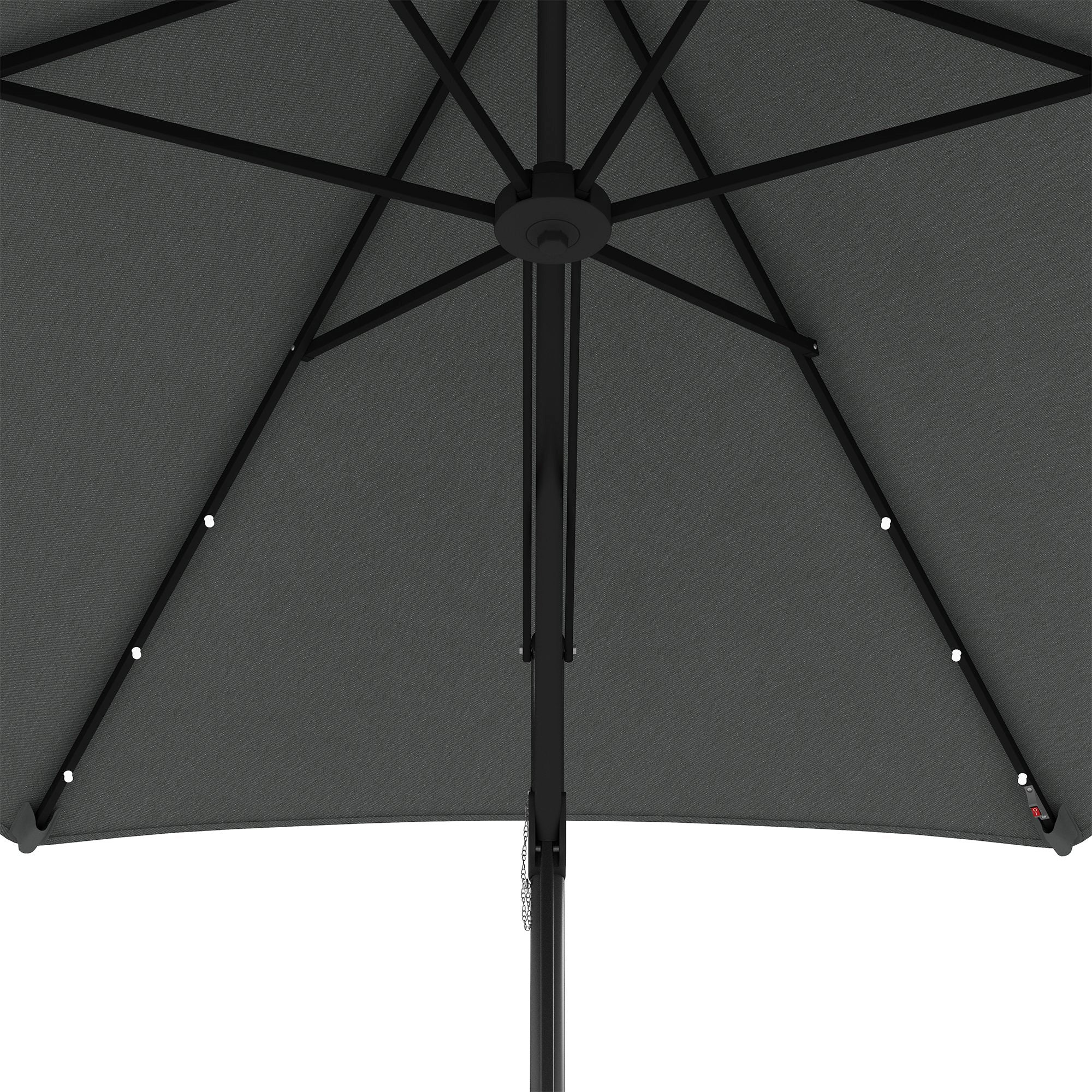 Outsunny 3m LED Parasol Umbrella, with Base and Cover - Grey