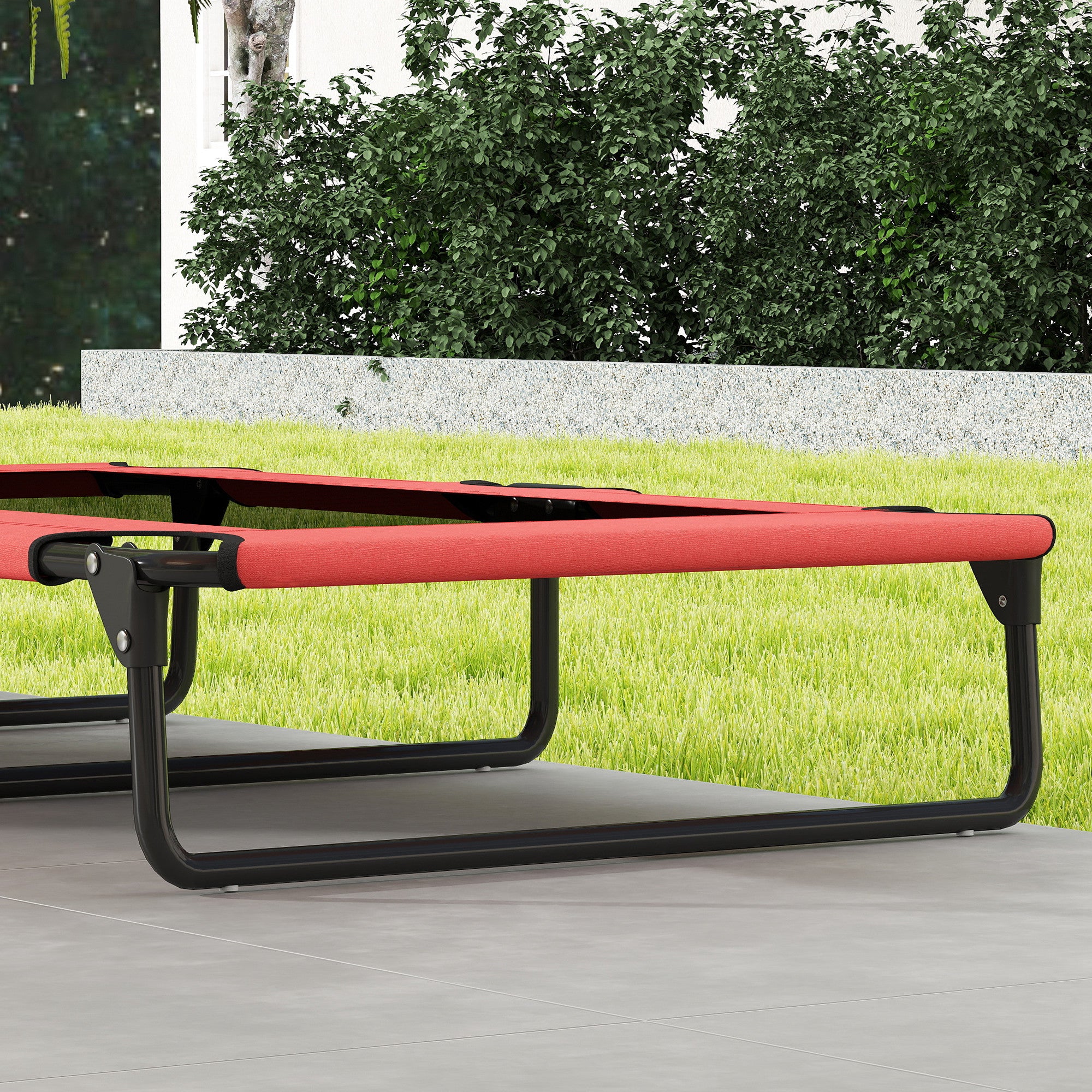 PawHut Portable Raised Dog Bed, Elevated Pet Cot with Breathable Mesh for Indoor Outdoor, for Large Dogs, Red - North Peak Garden Furniture