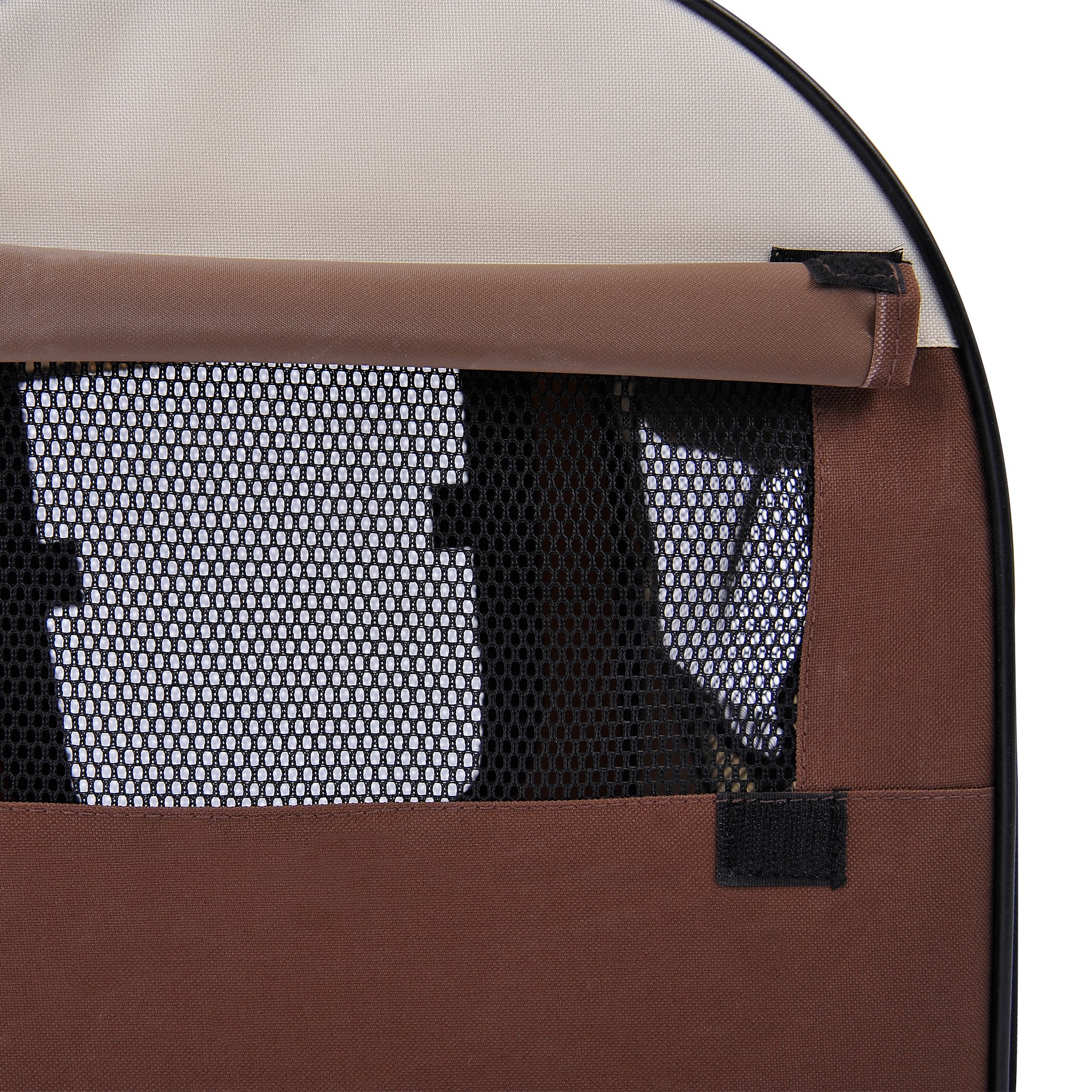 Pawhut Folding Fabric Soft Pet Crate, 46Lx36Wx41H cm-Brown - North Peak Garden Furniture