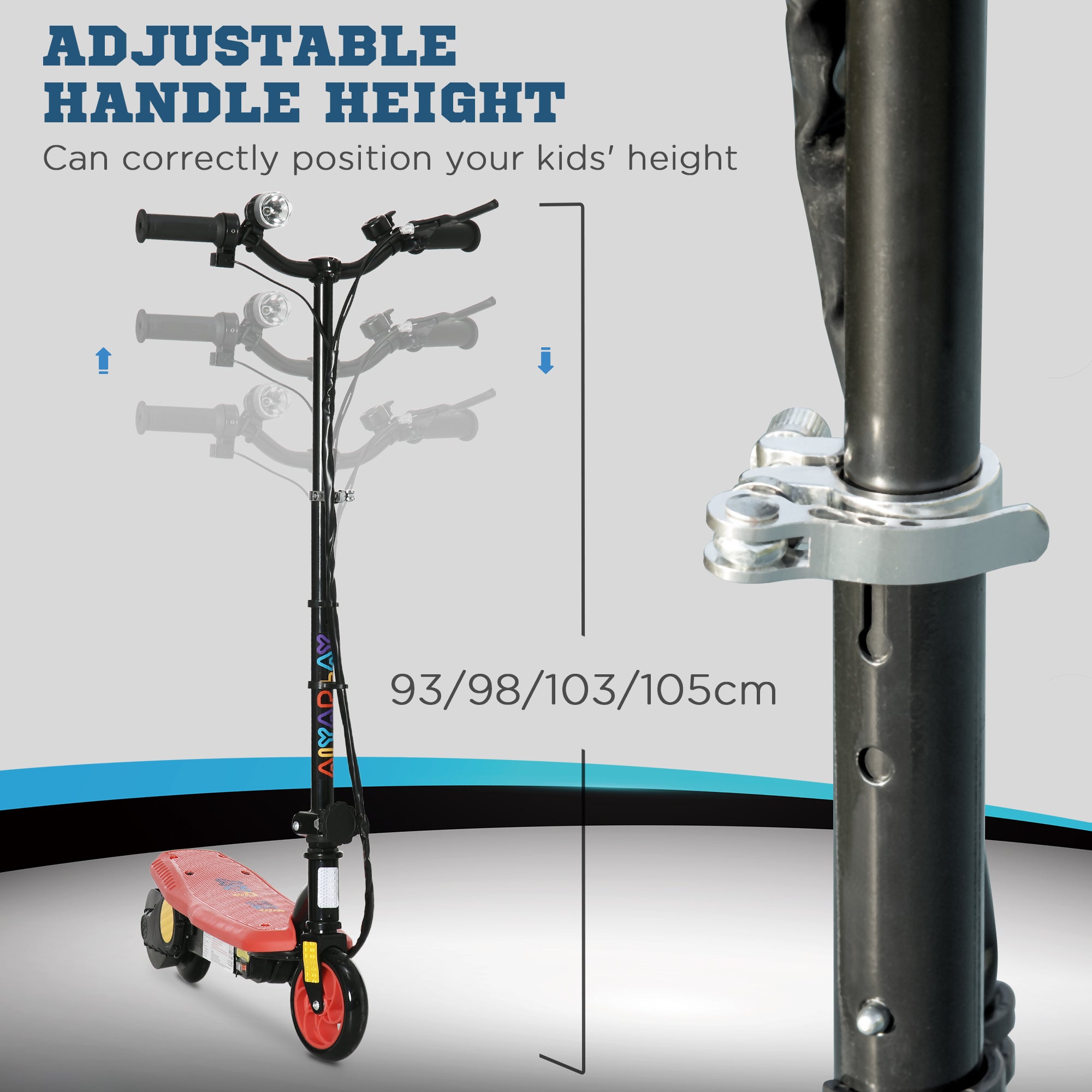 HOMCOM Foldable Electric Scooter, with LED Headlight, for Ages 7-14 Years - Red - North Peak Garden Furniture