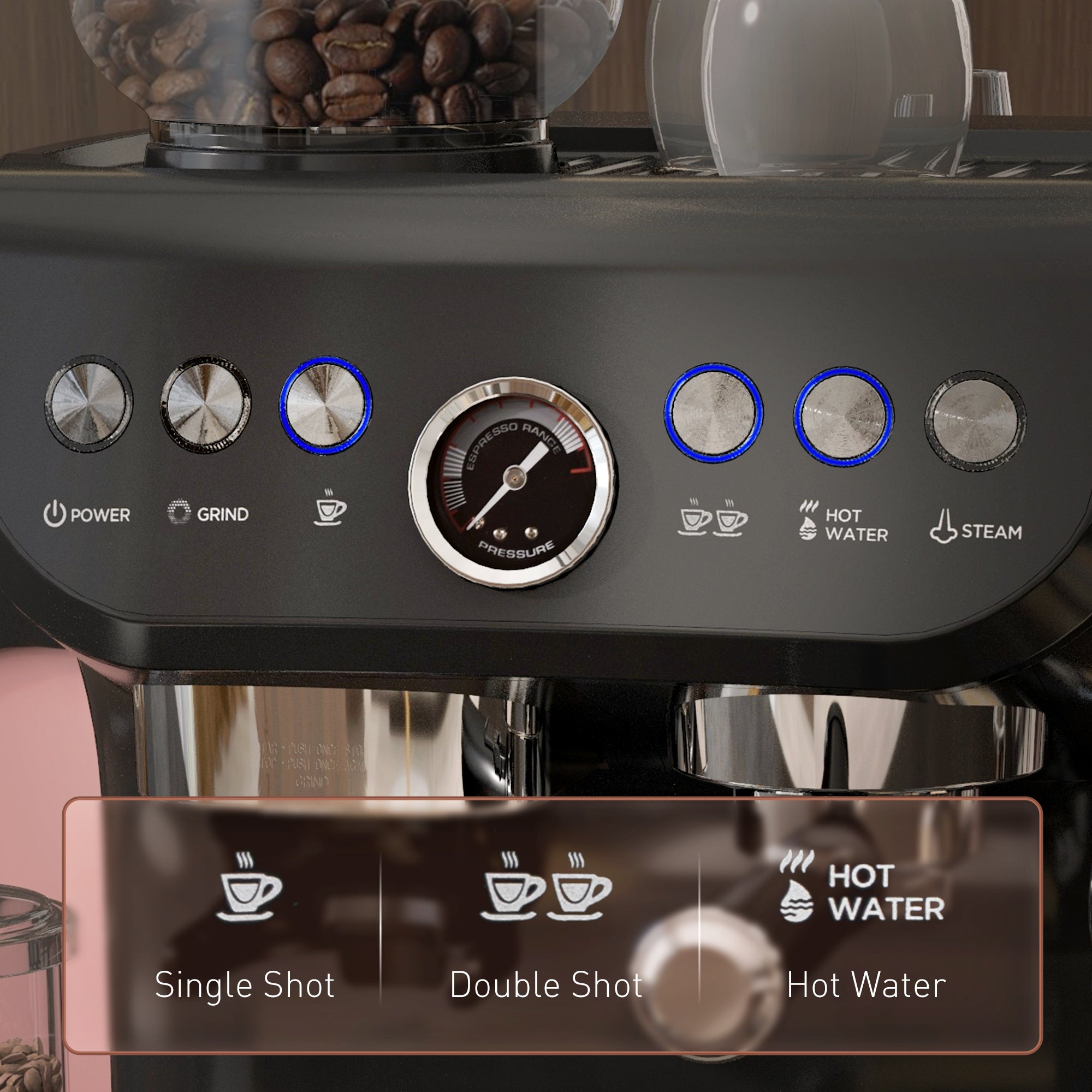HOMCOM 15 Bar Coffee Machine, with Adjustable Grind, Steamer and Accessories - North Peak Garden Furniture