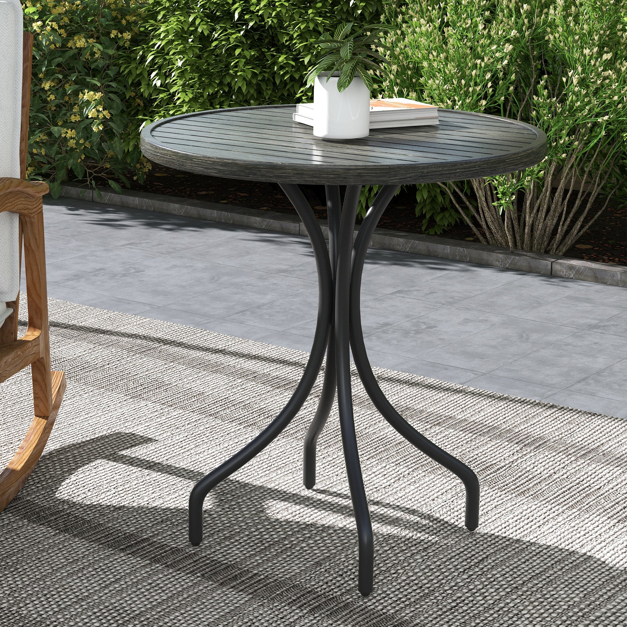 Outsunny Φ66cm Galvanised Steel Garden Table - Grey
