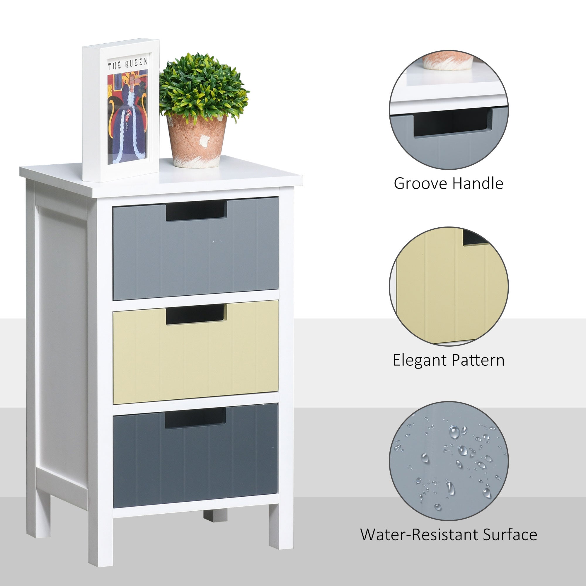 HOMCOM Storage Tower, Dresser Chest with Drawers, Wood Top, Organizer Unit for Closets Bedroom Nursery Room Hallway - North Peak Garden Furniture